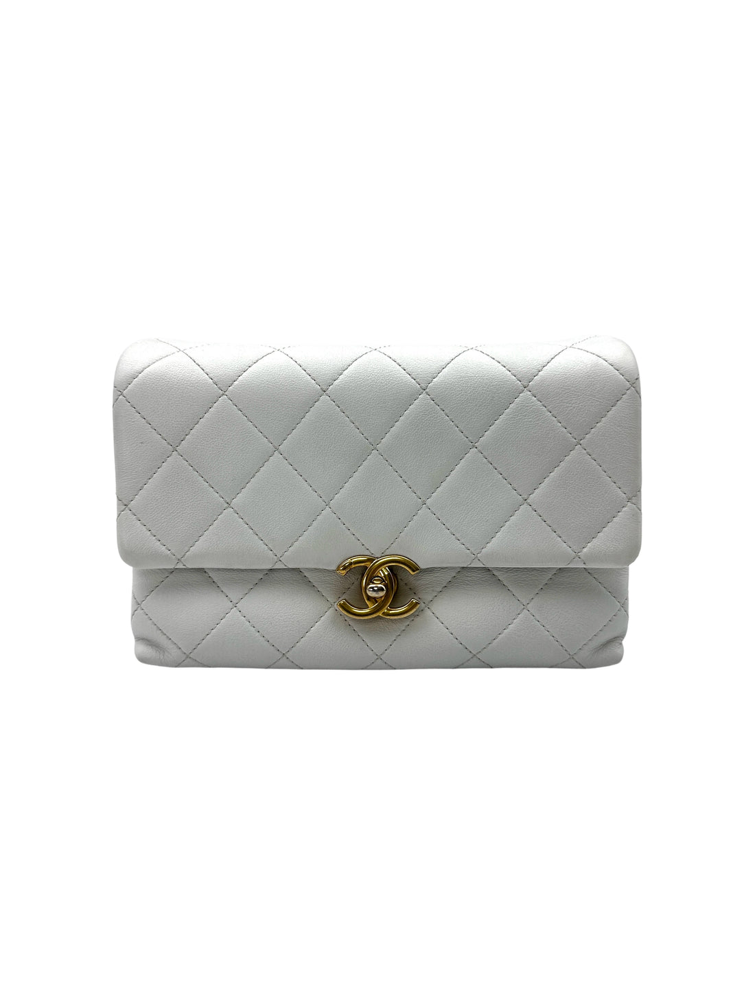 Chanel 23S White Quilted Leather Flap Bag With Gold Hardware(KA***9E) IRIS100