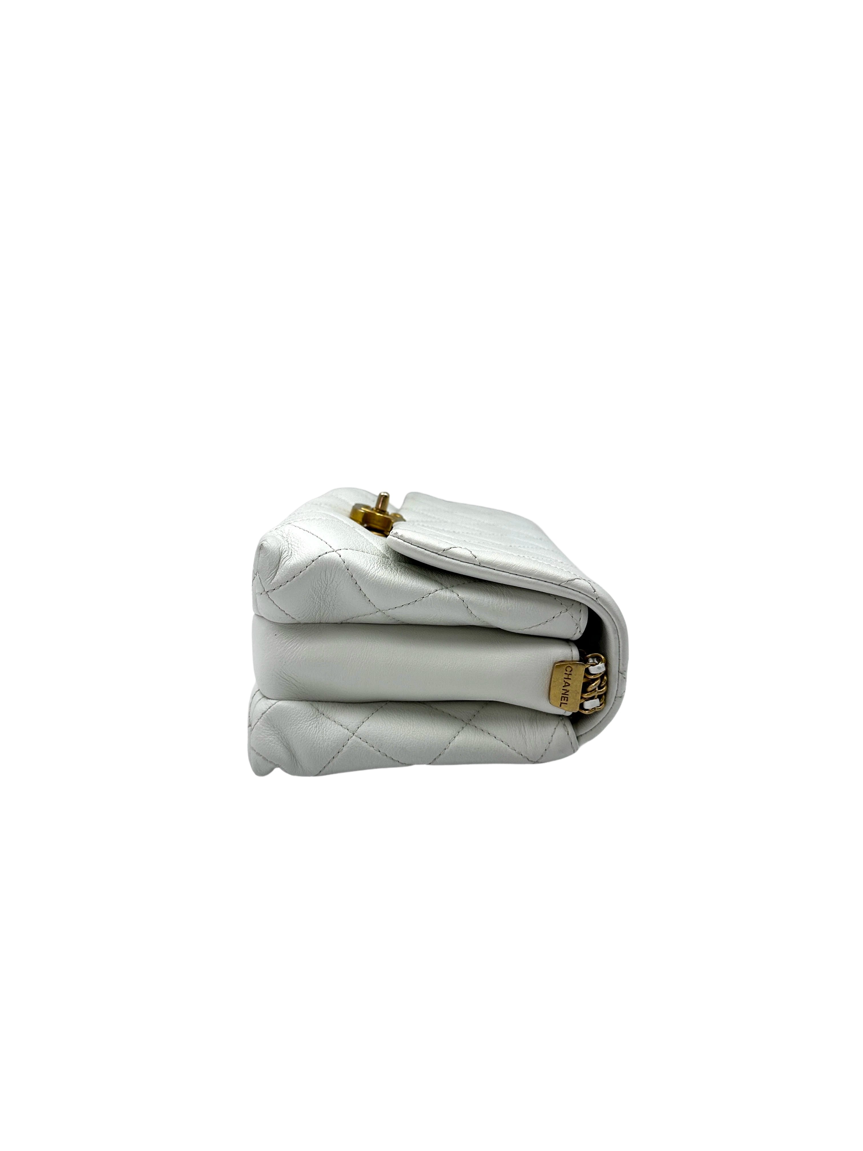 Chanel 23S White Quilted Leather Flap Bag With Gold Hardware(KA***9E) IRIS100