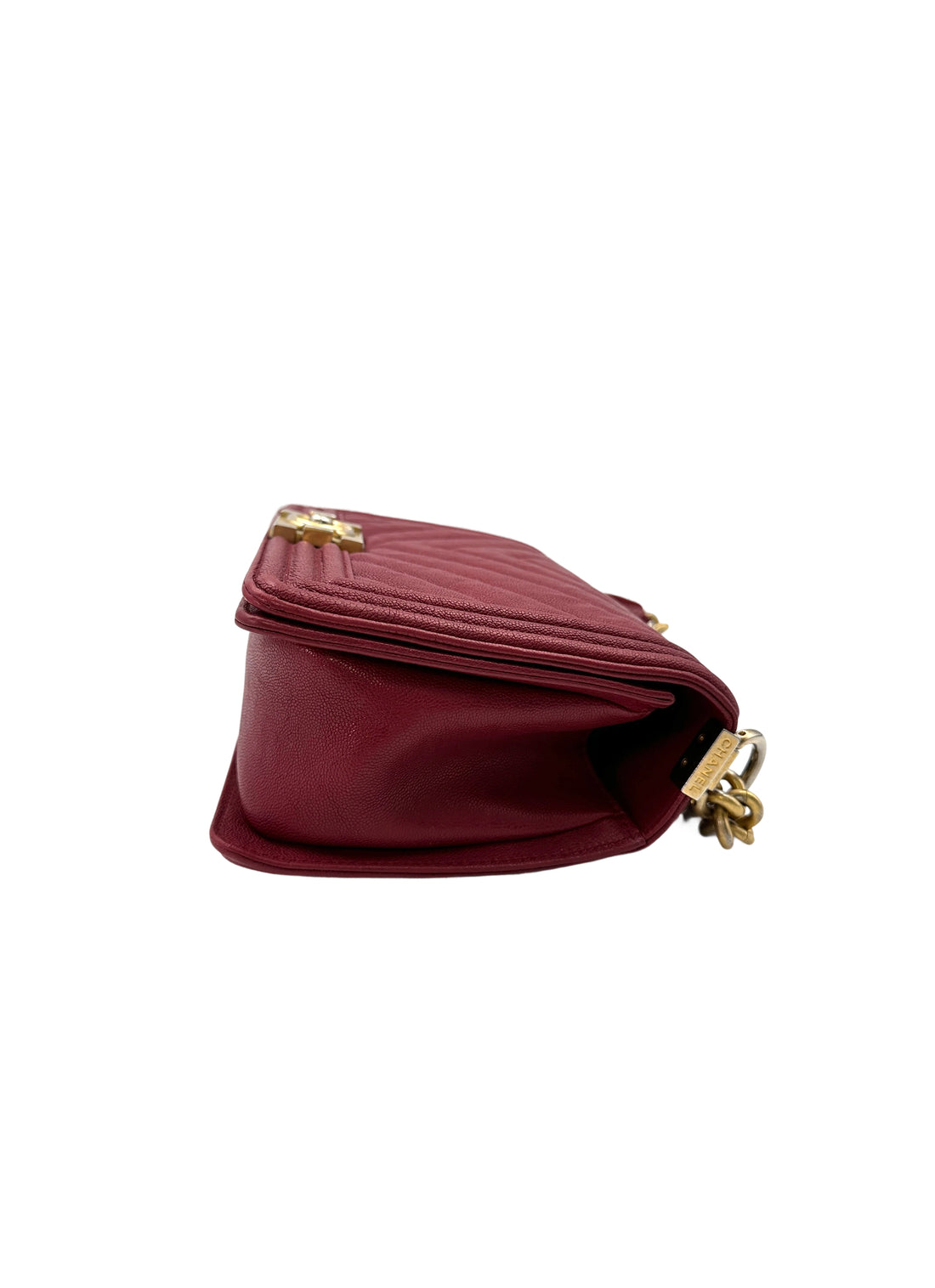 Chanel LeBoy Red Quilted Leather Medium Size Flap Bag With Gold Buckle(26***19) CC1631