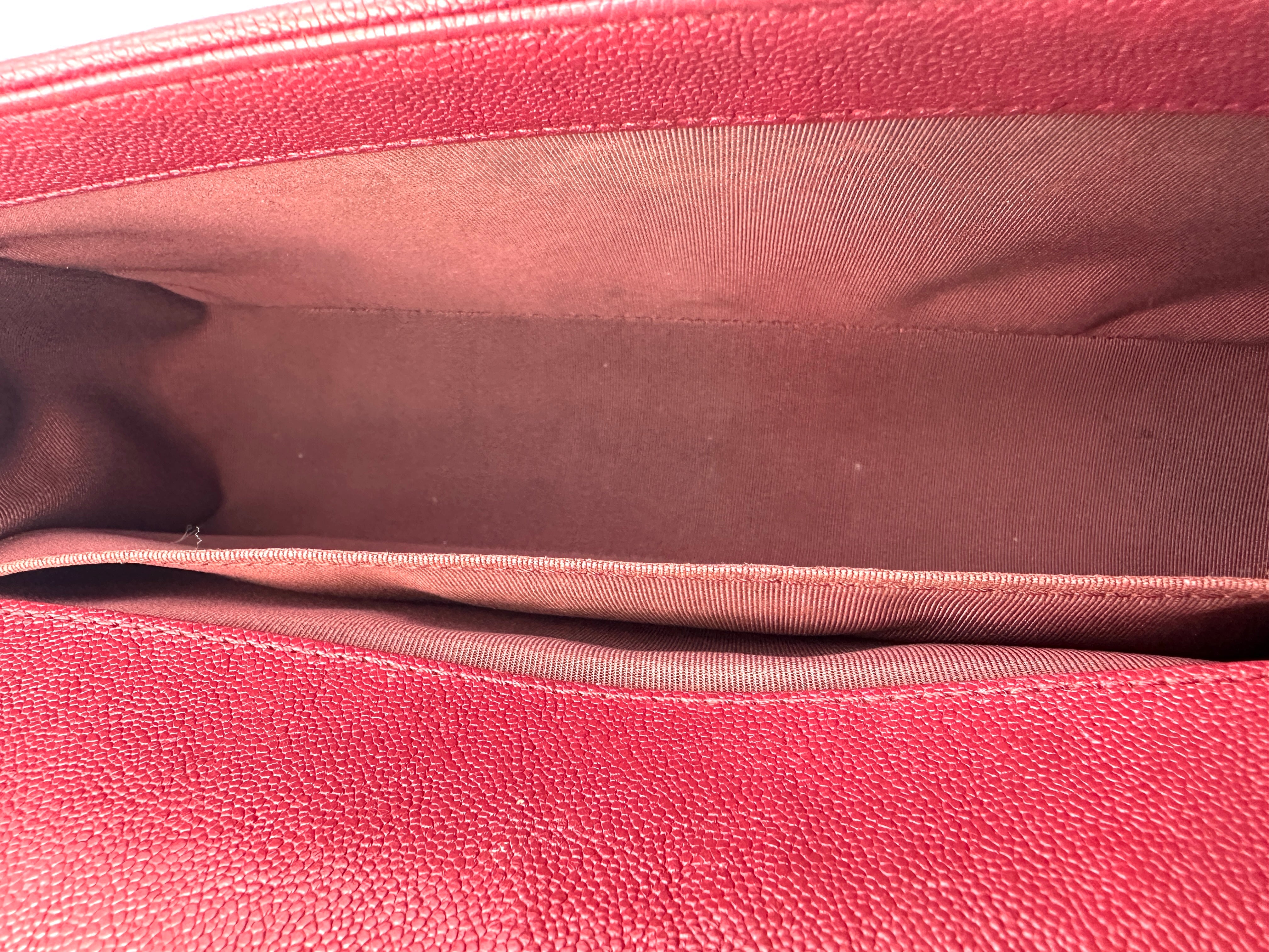 Chanel LeBoy Red Quilted Leather Medium Size Flap Bag With Gold Buckle(26***19) CC1631