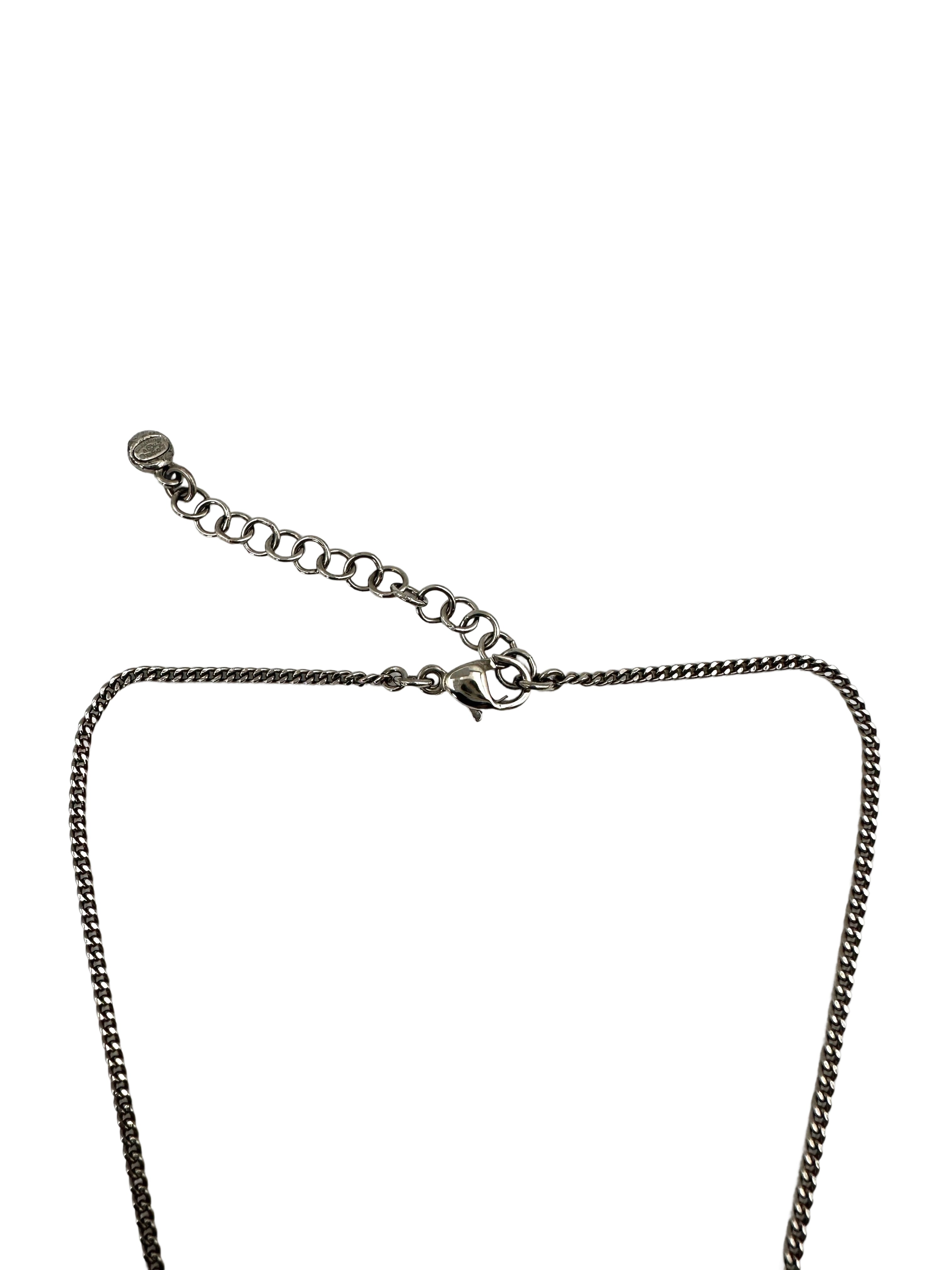 Chanel CC Logo Crystal Flower Pendant Necklace IRIS102