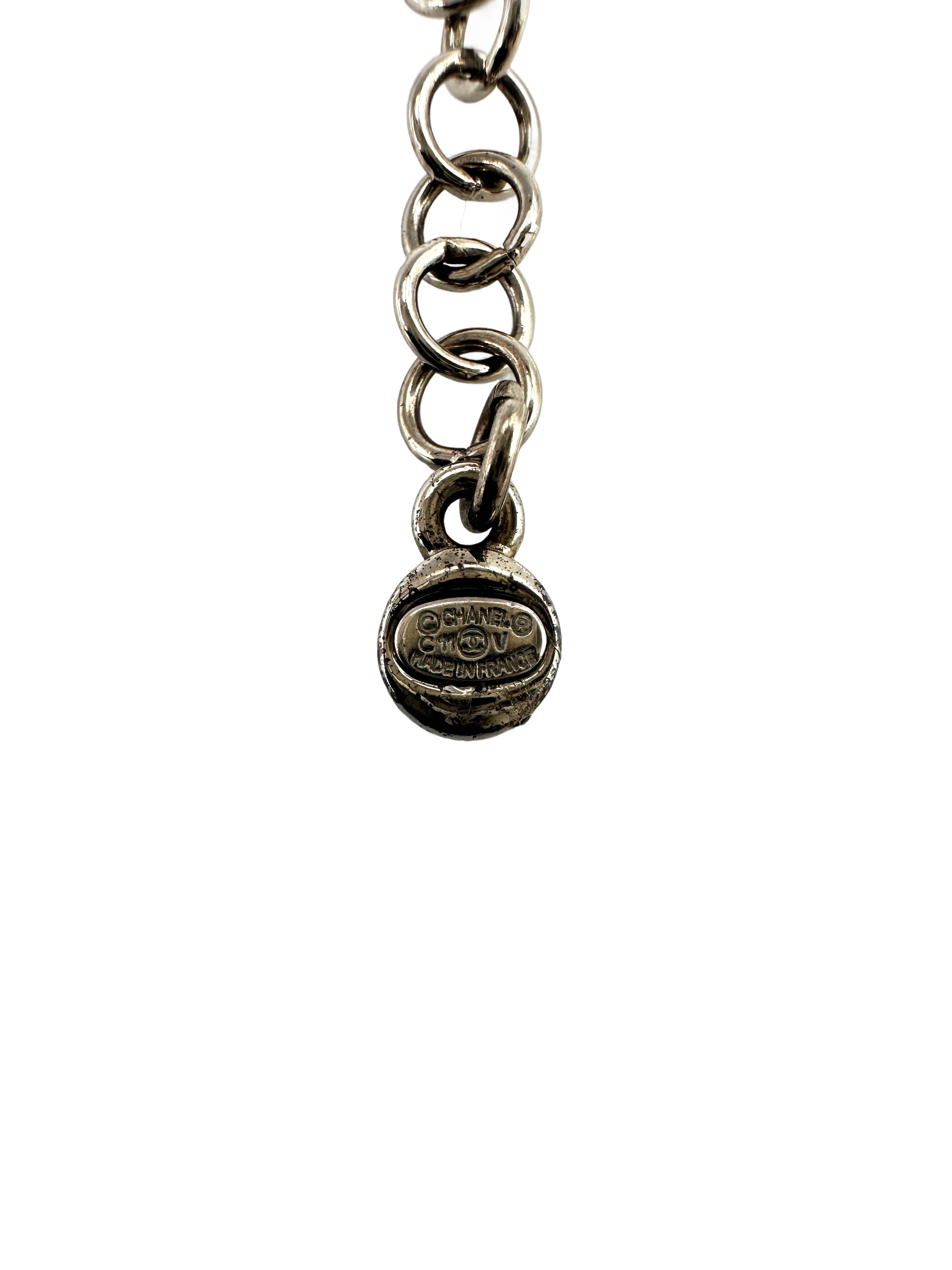 Chanel CC Logo Crystal Flower Pendant Necklace IRIS102