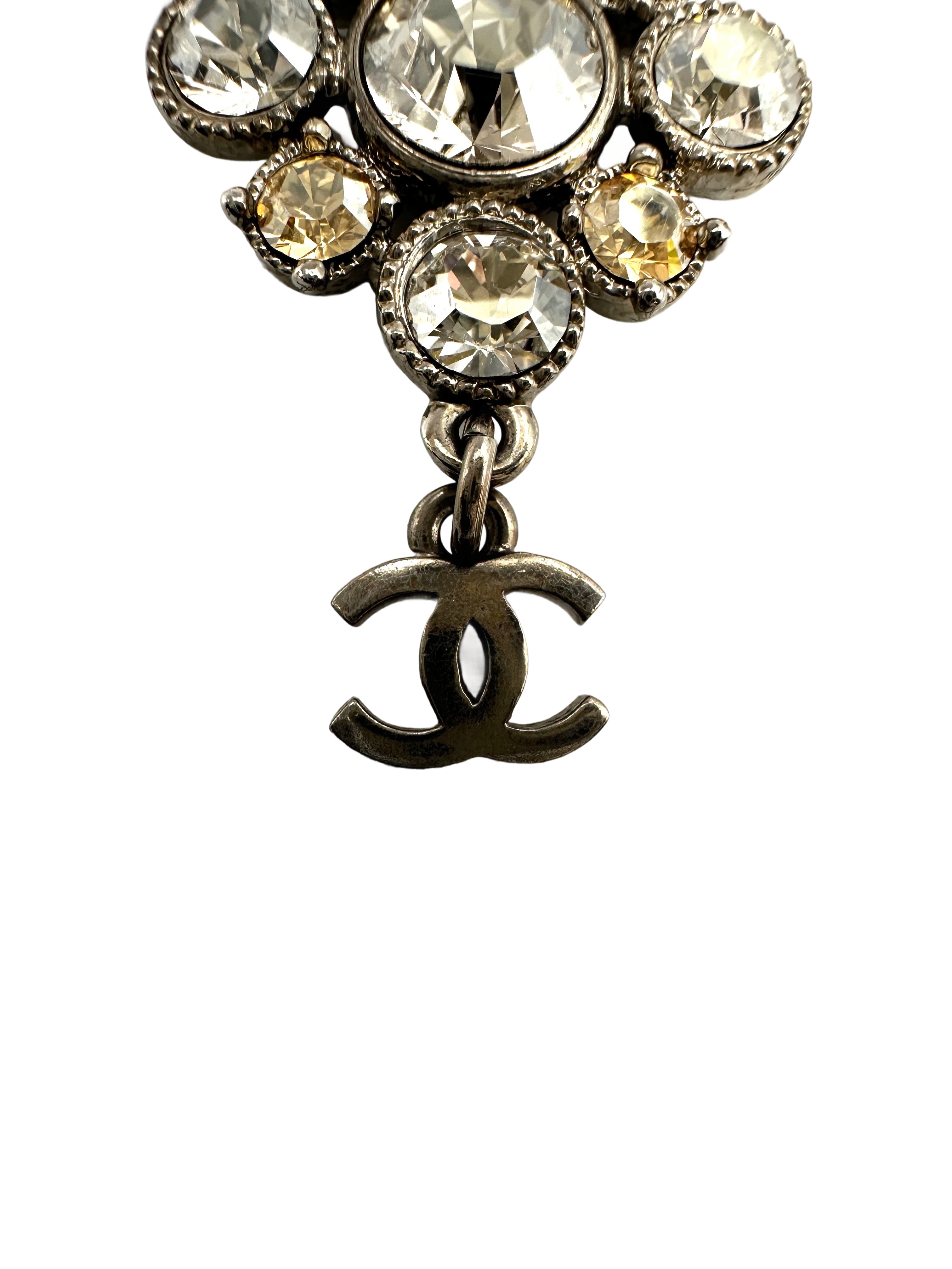 Chanel CC Logo Crystal Flower Pendant Necklace IRIS102