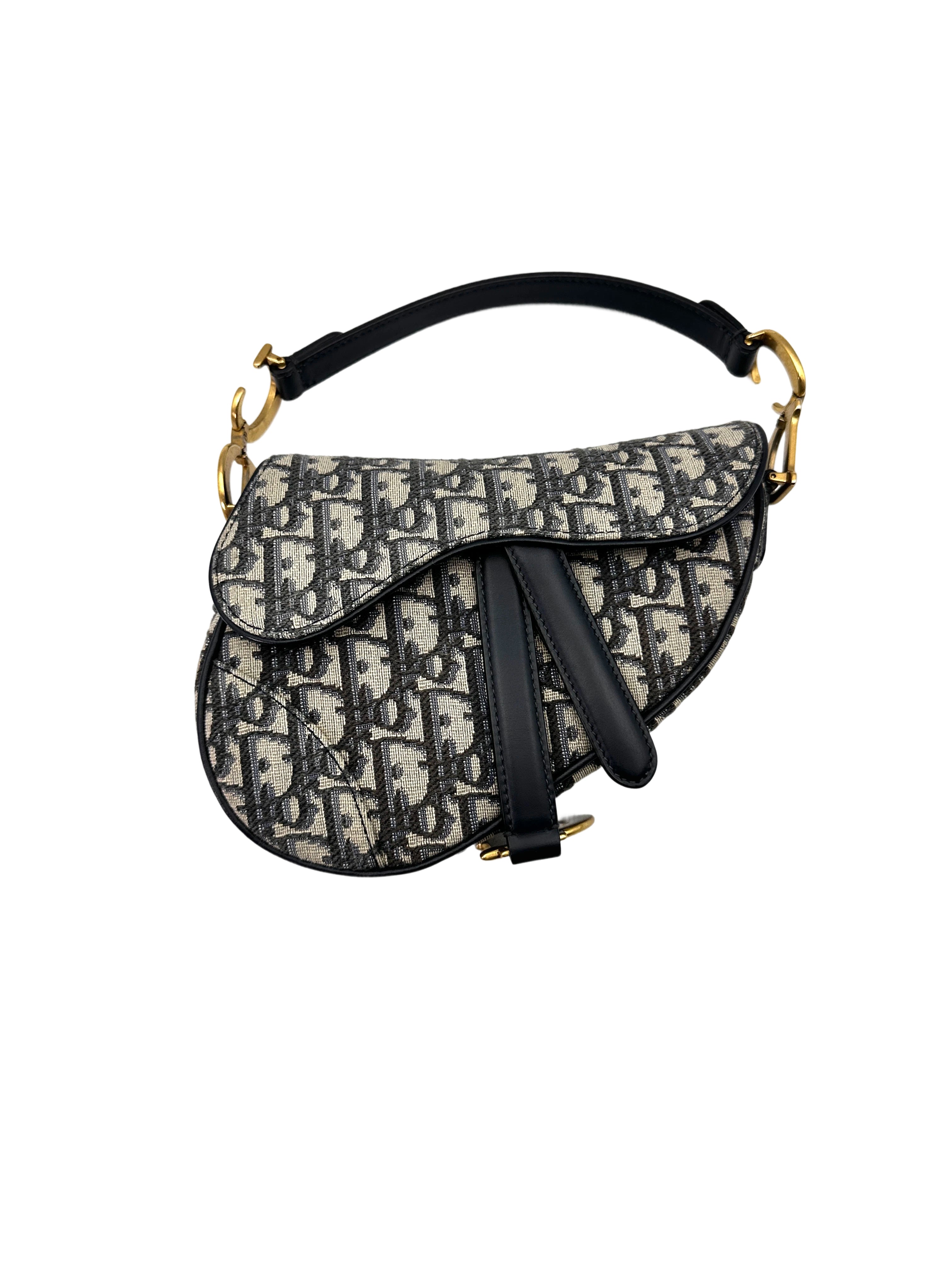 Christian Dior Oblique Black Jacquard Small Size Saddle Bag DR608