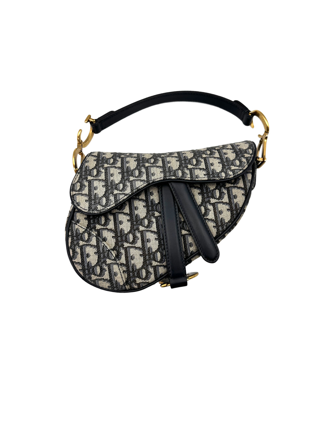 Christian Dior Oblique Black Jacquard Small Size Saddle Bag DR608