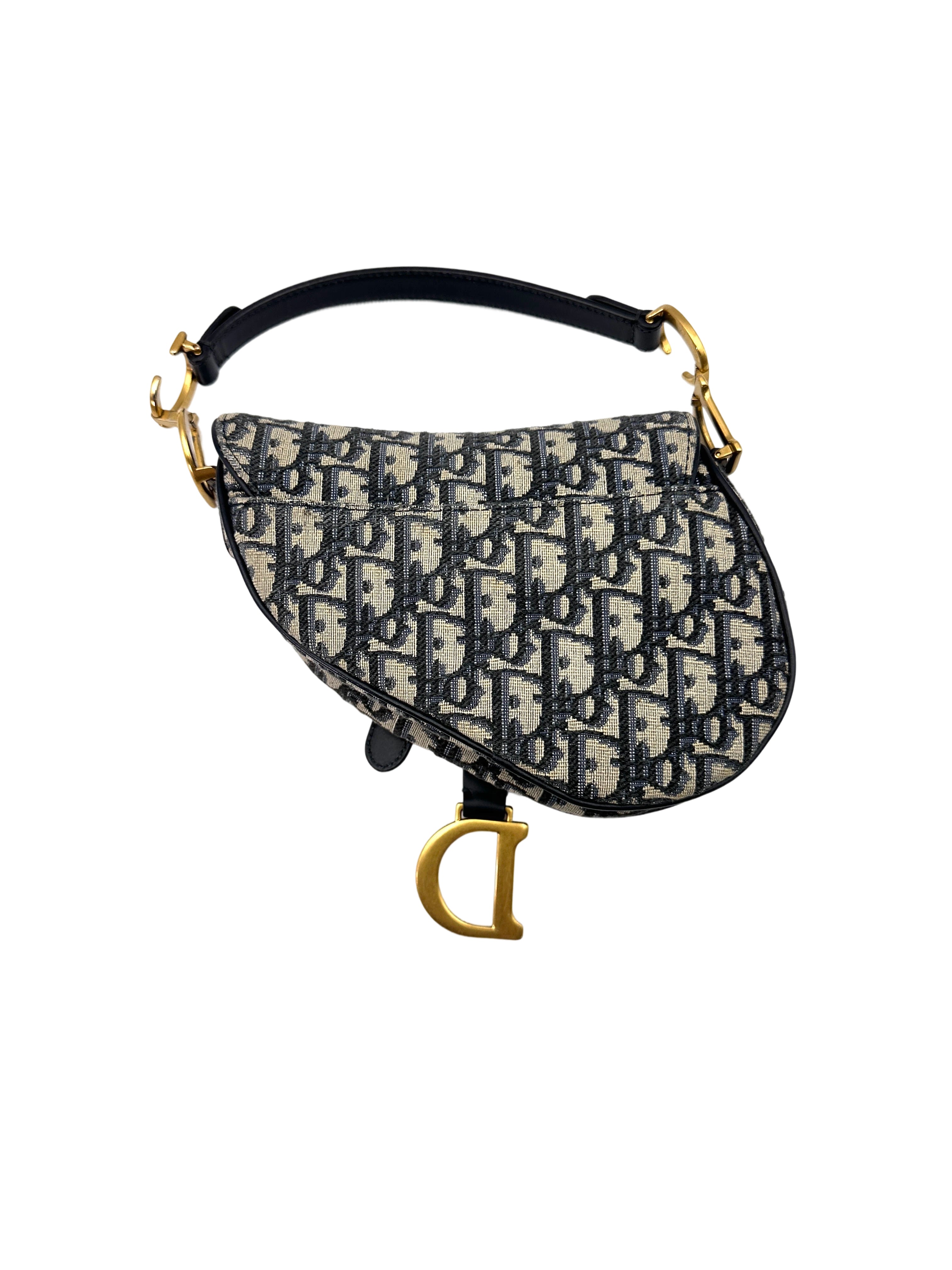 Christian Dior Oblique Black Jacquard Small Size Saddle Bag DR608