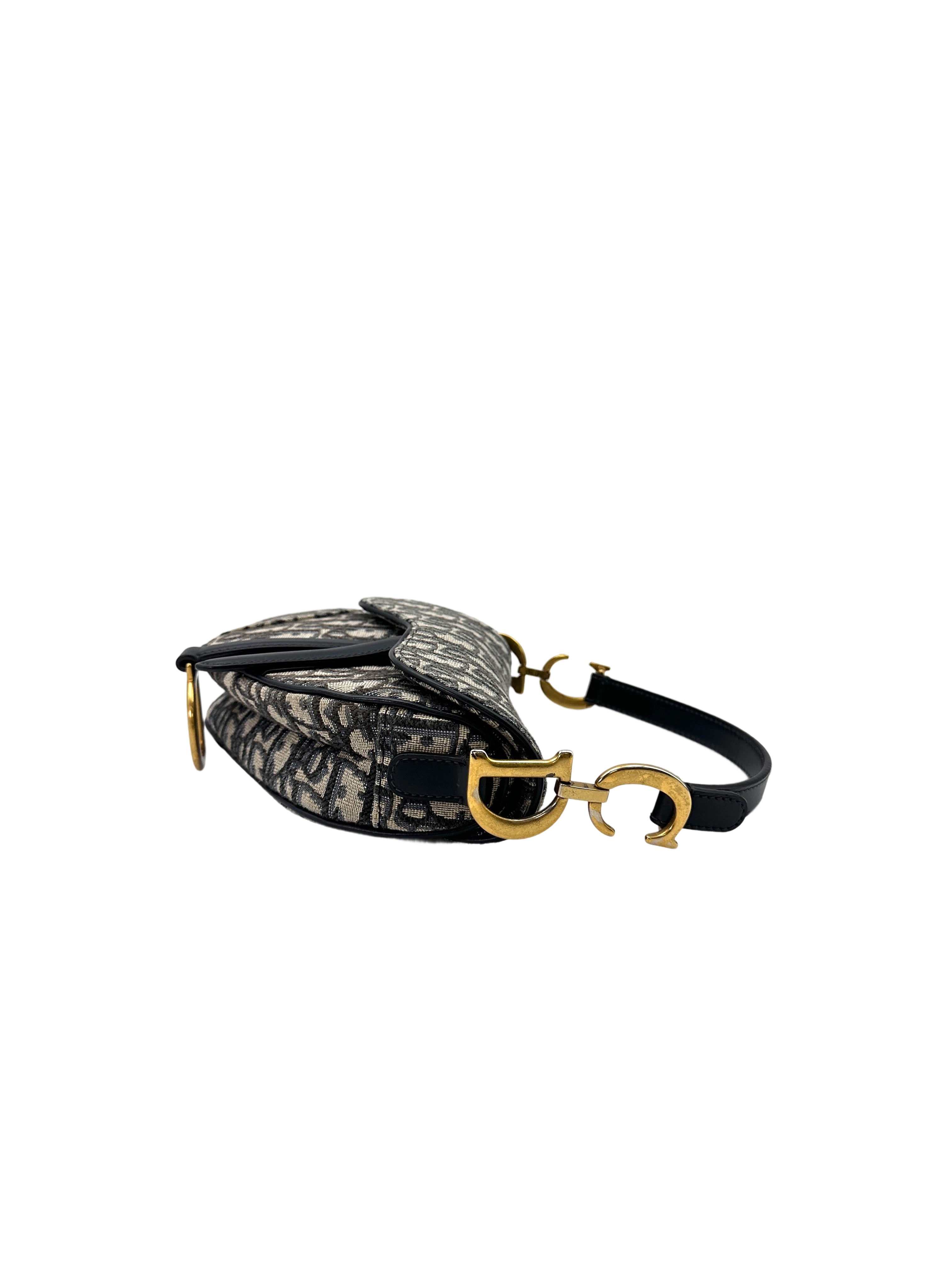 Christian Dior Oblique Black Jacquard Small Size Saddle Bag DR608