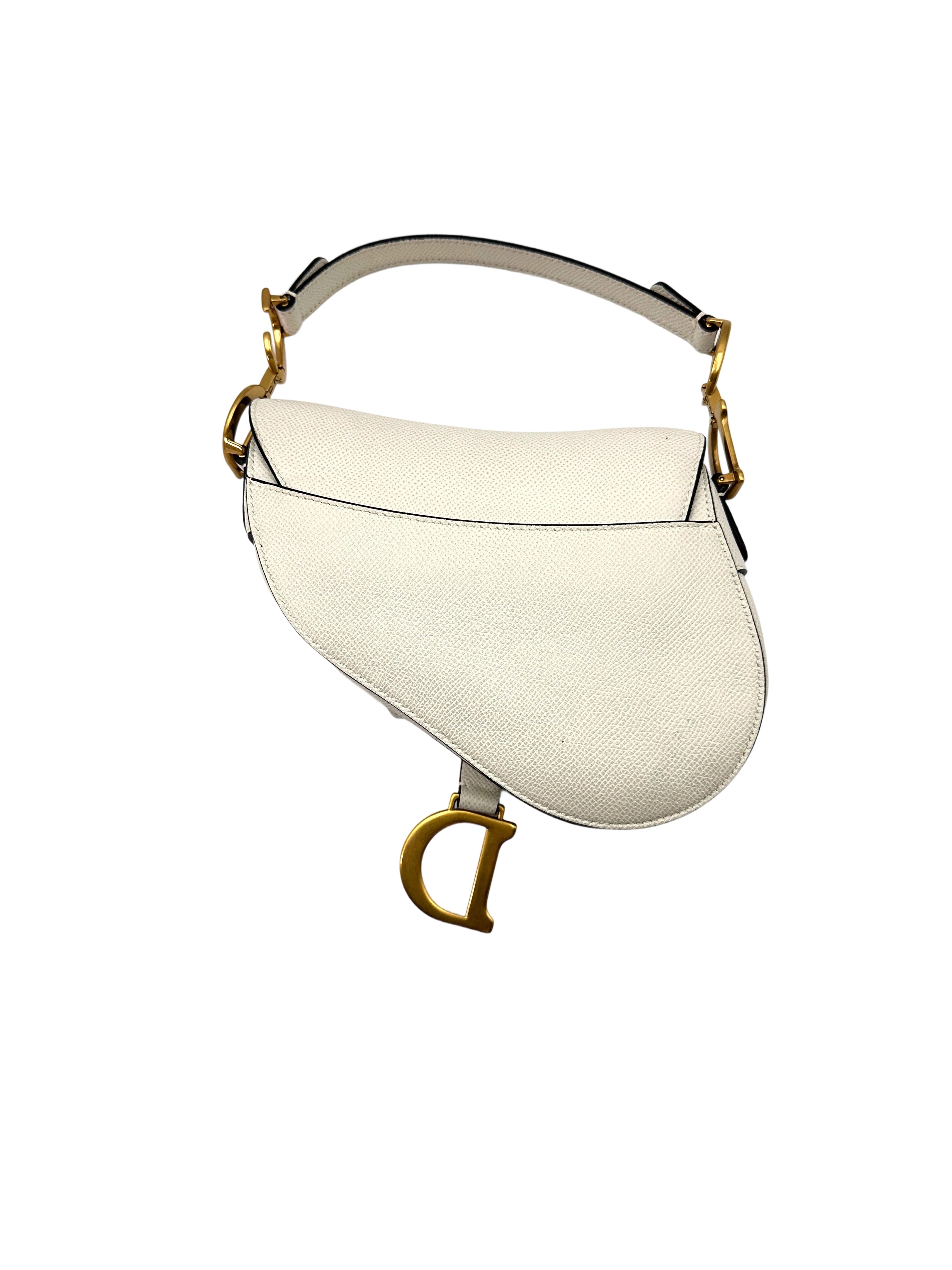Christian Dior White Leather Saddle Bag DR607