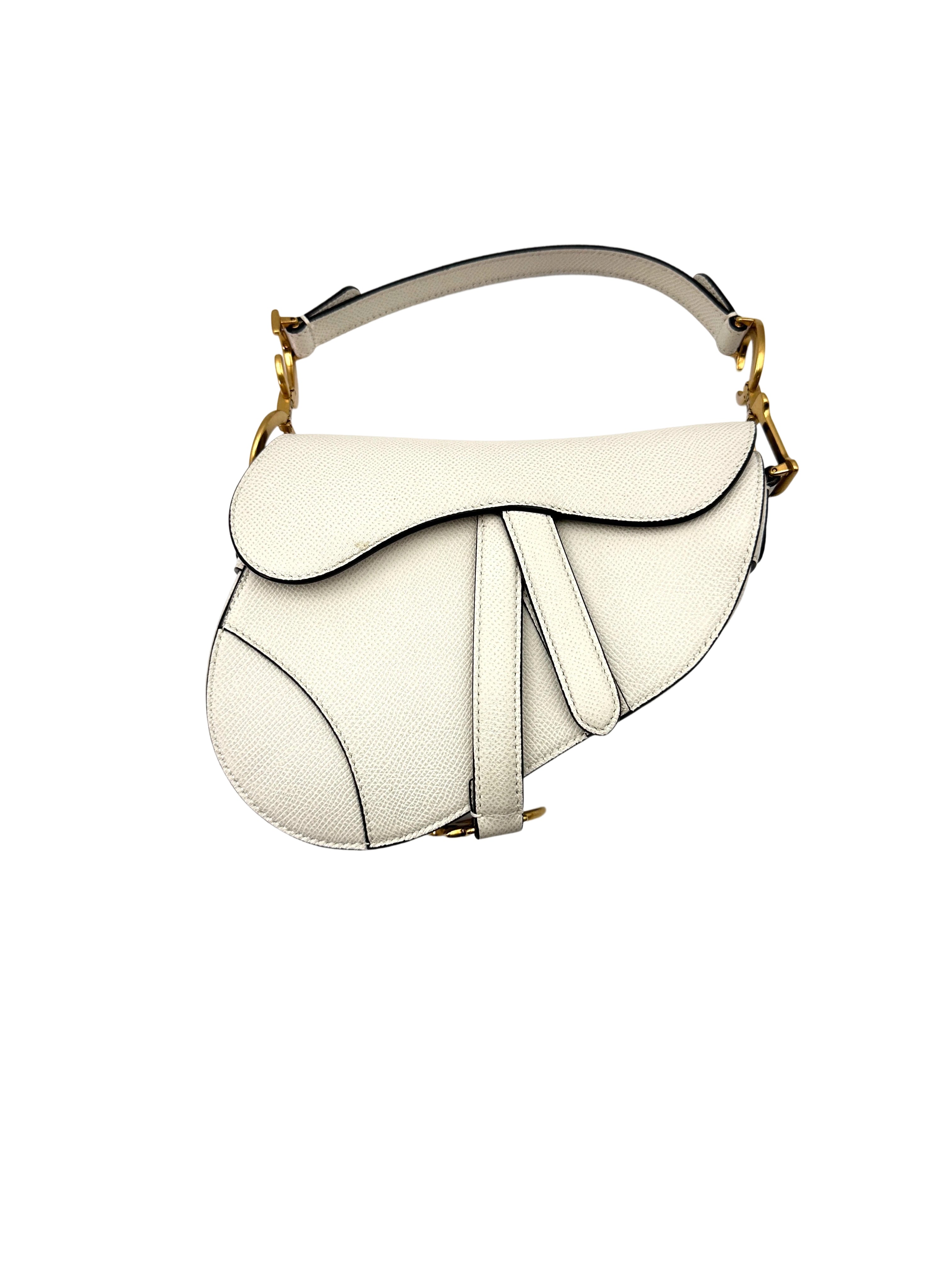 Christian Dior White Leather Saddle Bag DR607