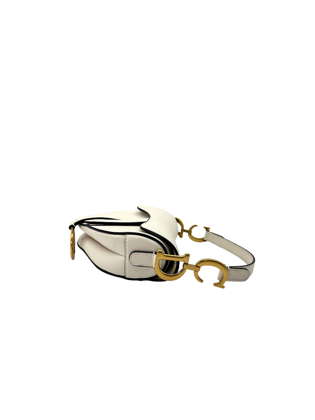 Christian Dior White Leather Saddle Bag DR607