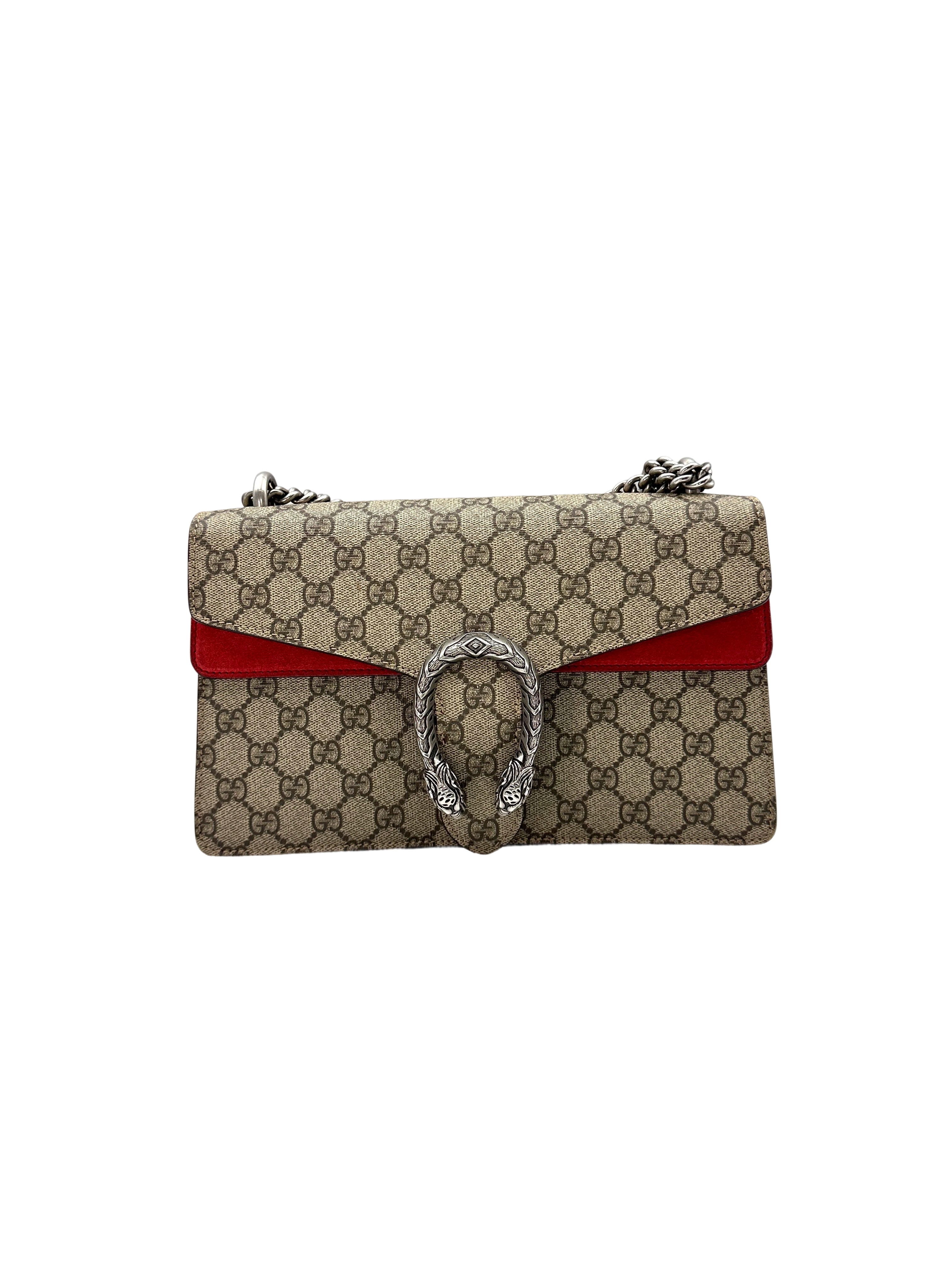 Gucci Dionysus GG Supreme Canvas Shoulder Bag With Red Trim GG802