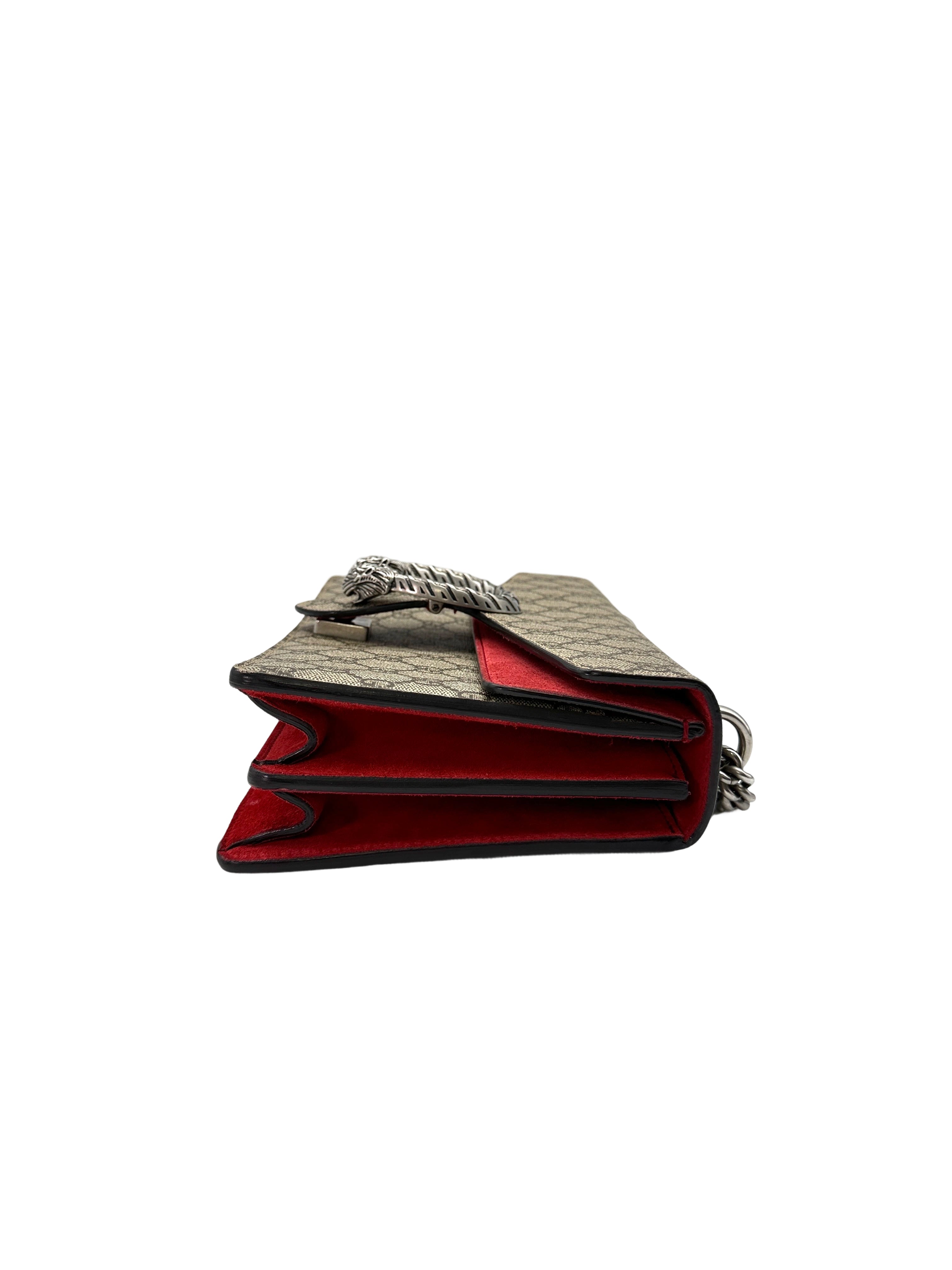Gucci Dionysus GG Supreme Canvas Shoulder Bag With Red Trim GG802