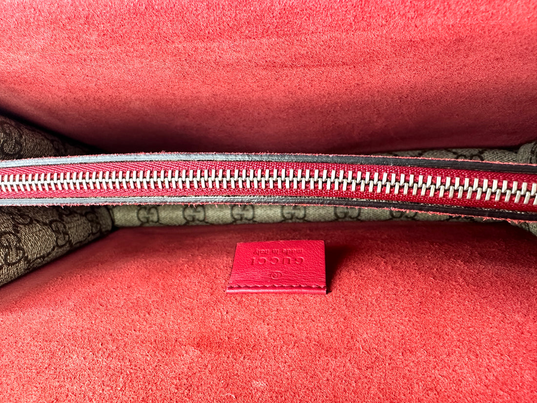 Gucci Dionysus GG Supreme Canvas Shoulder Bag With Red Trim GG802