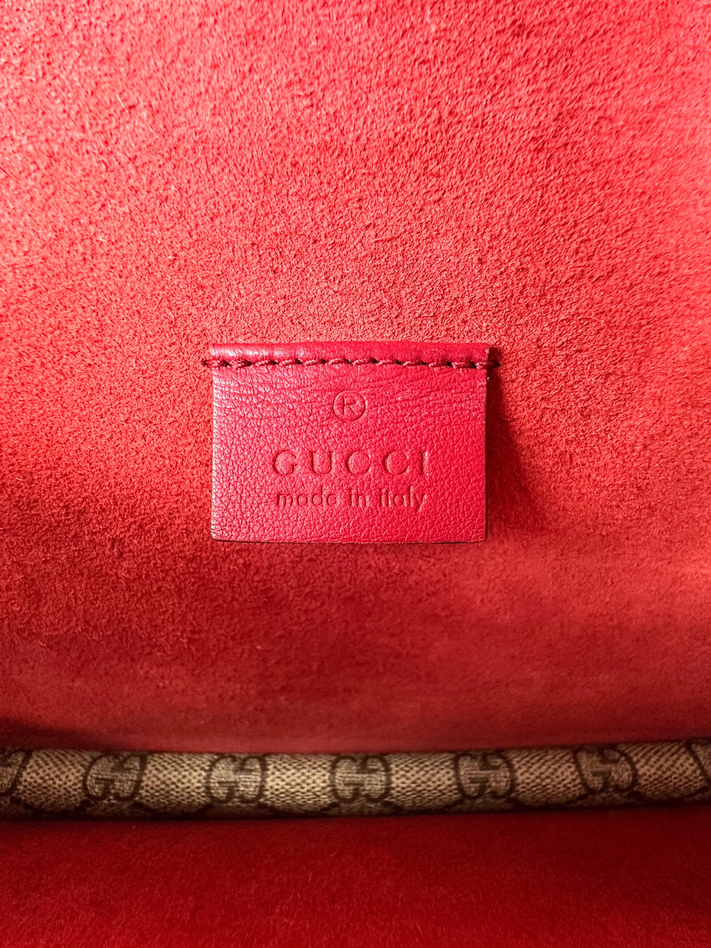 Gucci Dionysus GG Supreme Canvas Shoulder Bag With Red Trim GG802