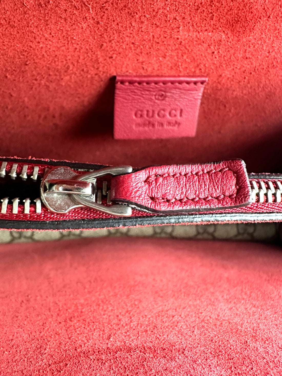 Gucci Dionysus GG Supreme Canvas Shoulder Bag With Red Trim GG802