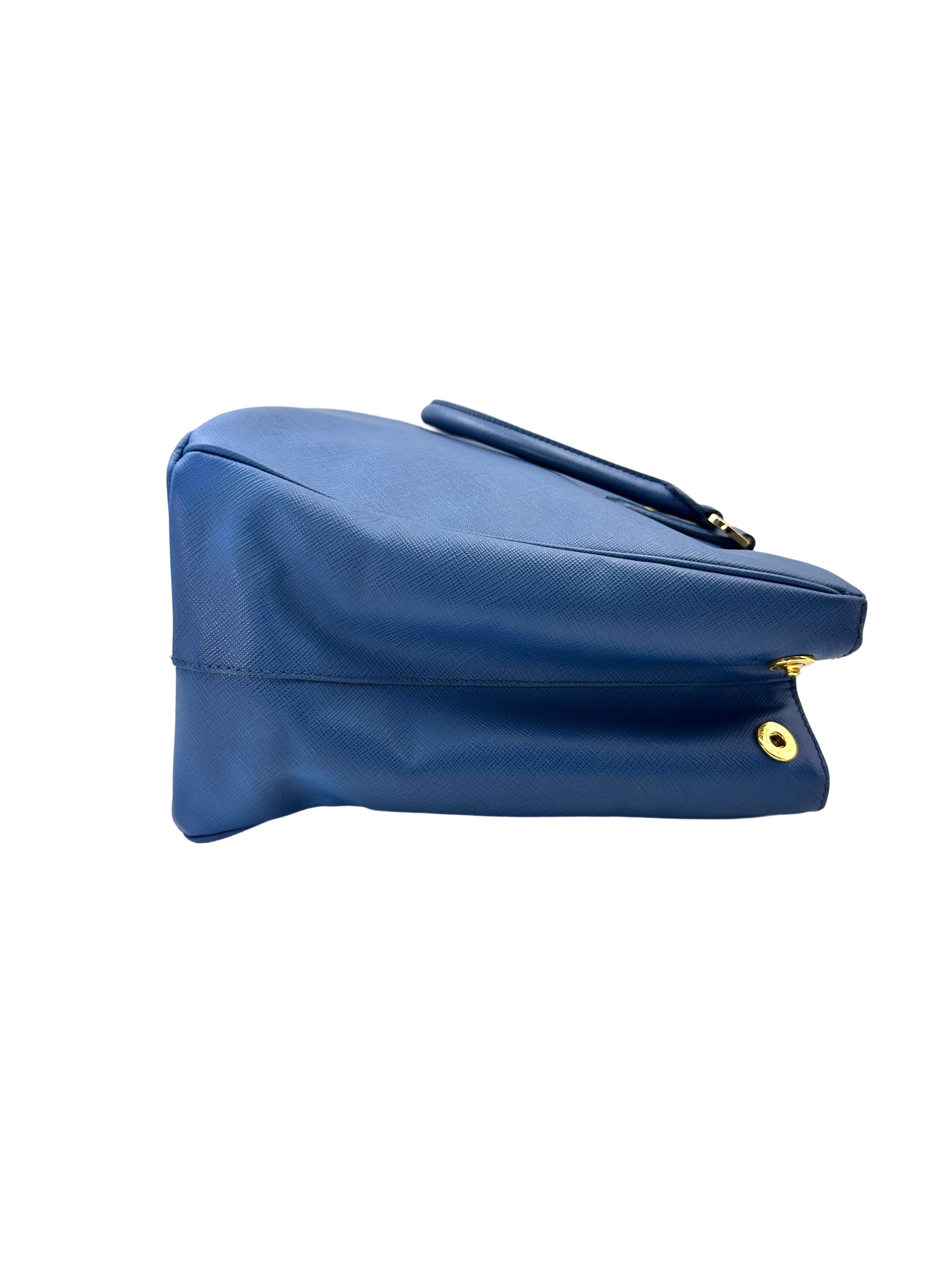 Prada Galleria Blue Saffiano Handle Bag PR218