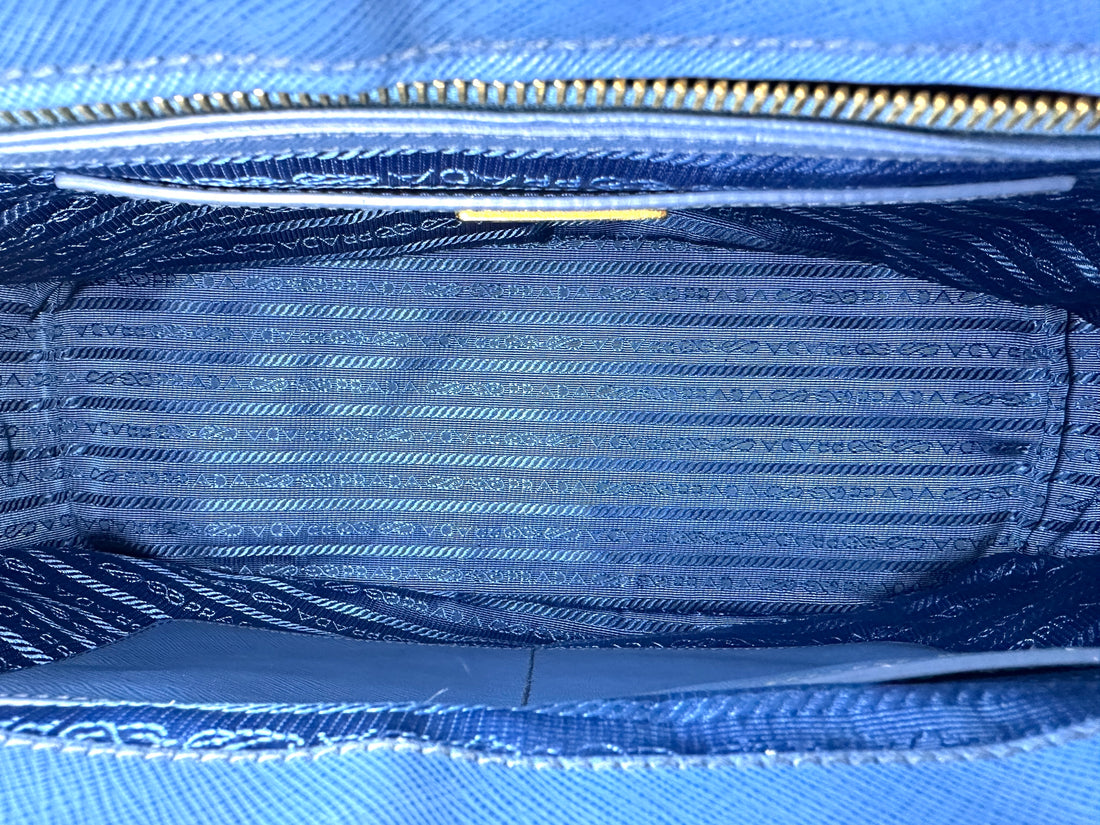 Prada Galleria Blue Saffiano Handle Bag PR218