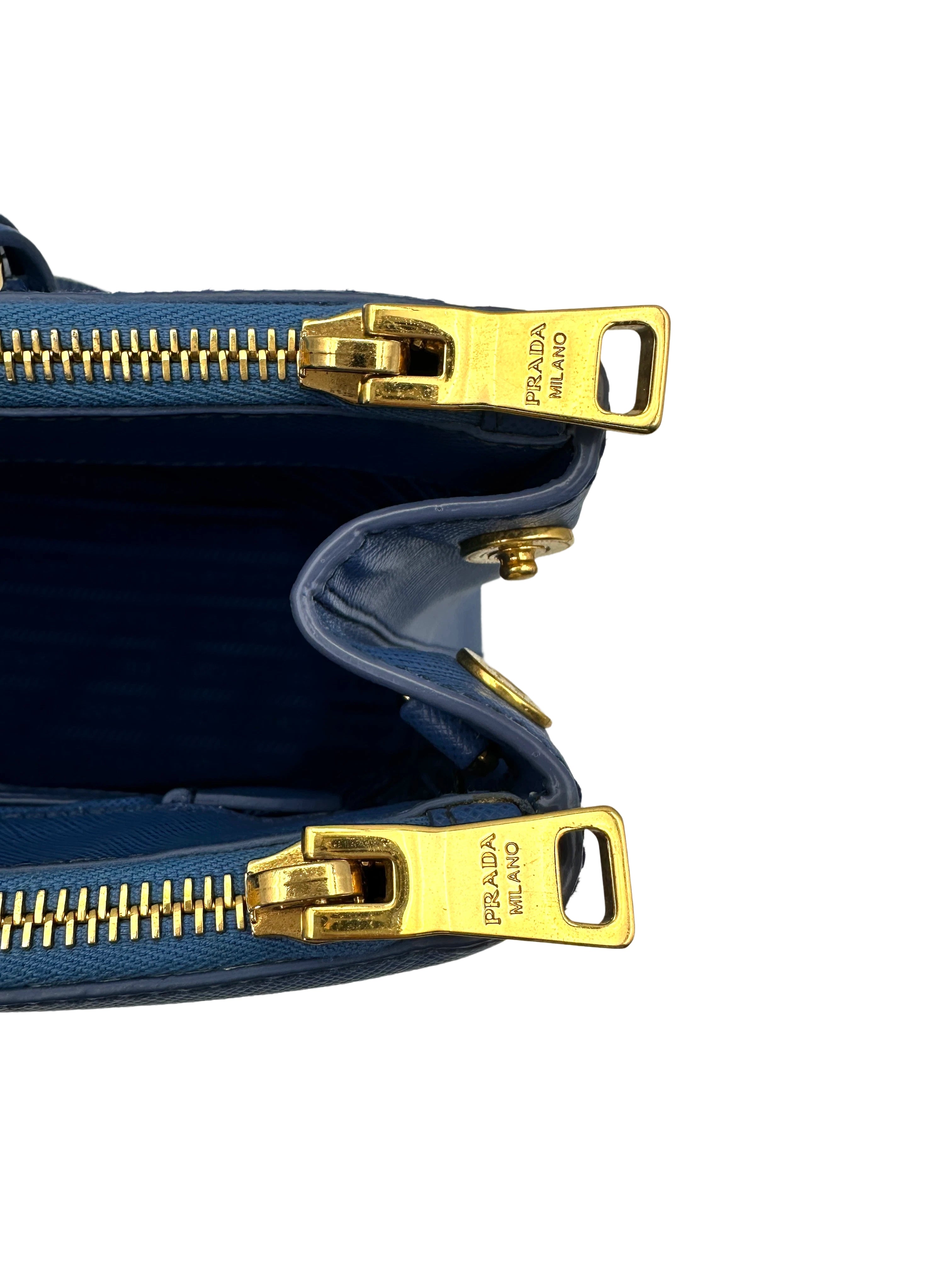Prada Galleria Blue Saffiano Handle Bag PR218