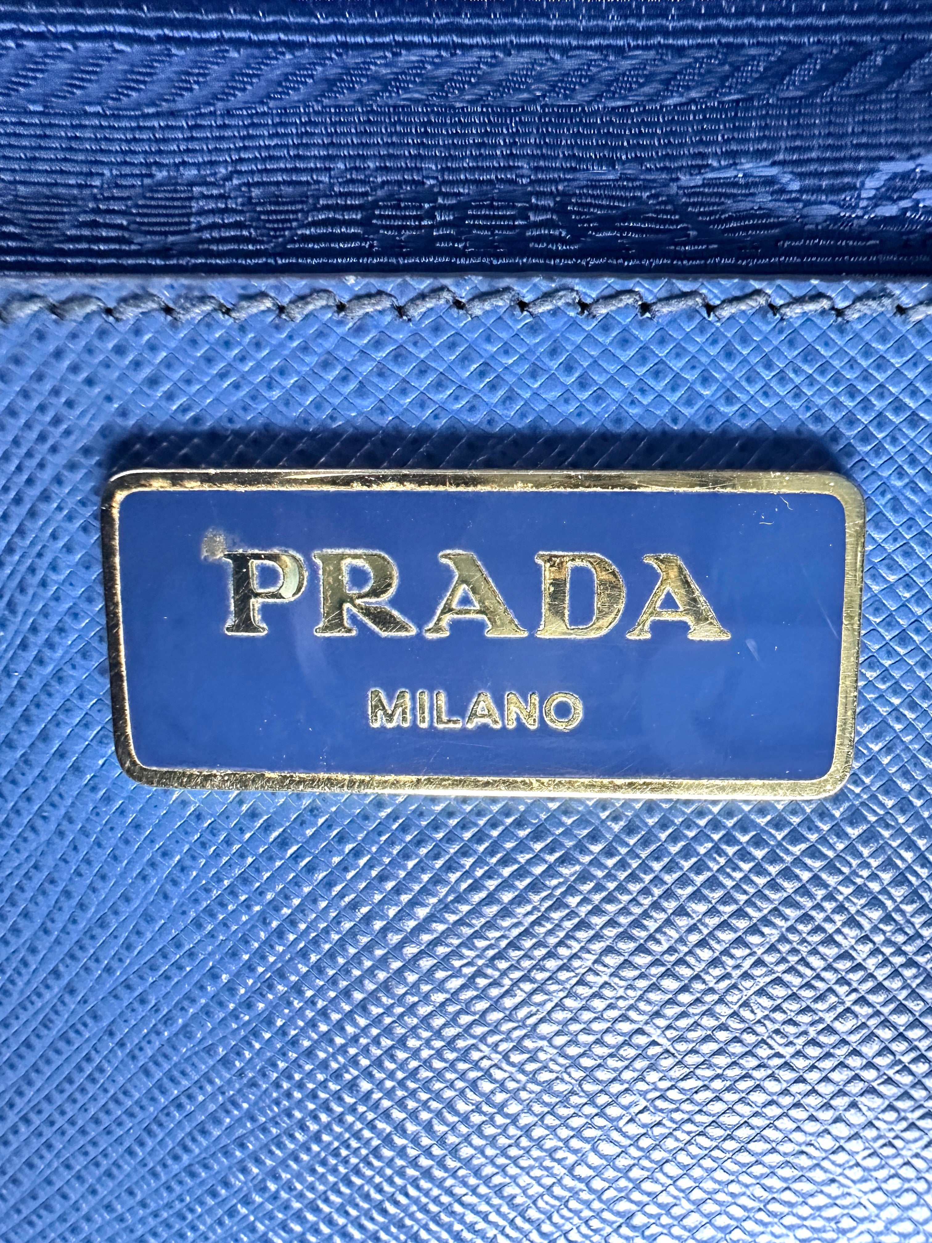 Prada Galleria Blue Saffiano Handle Bag PR218