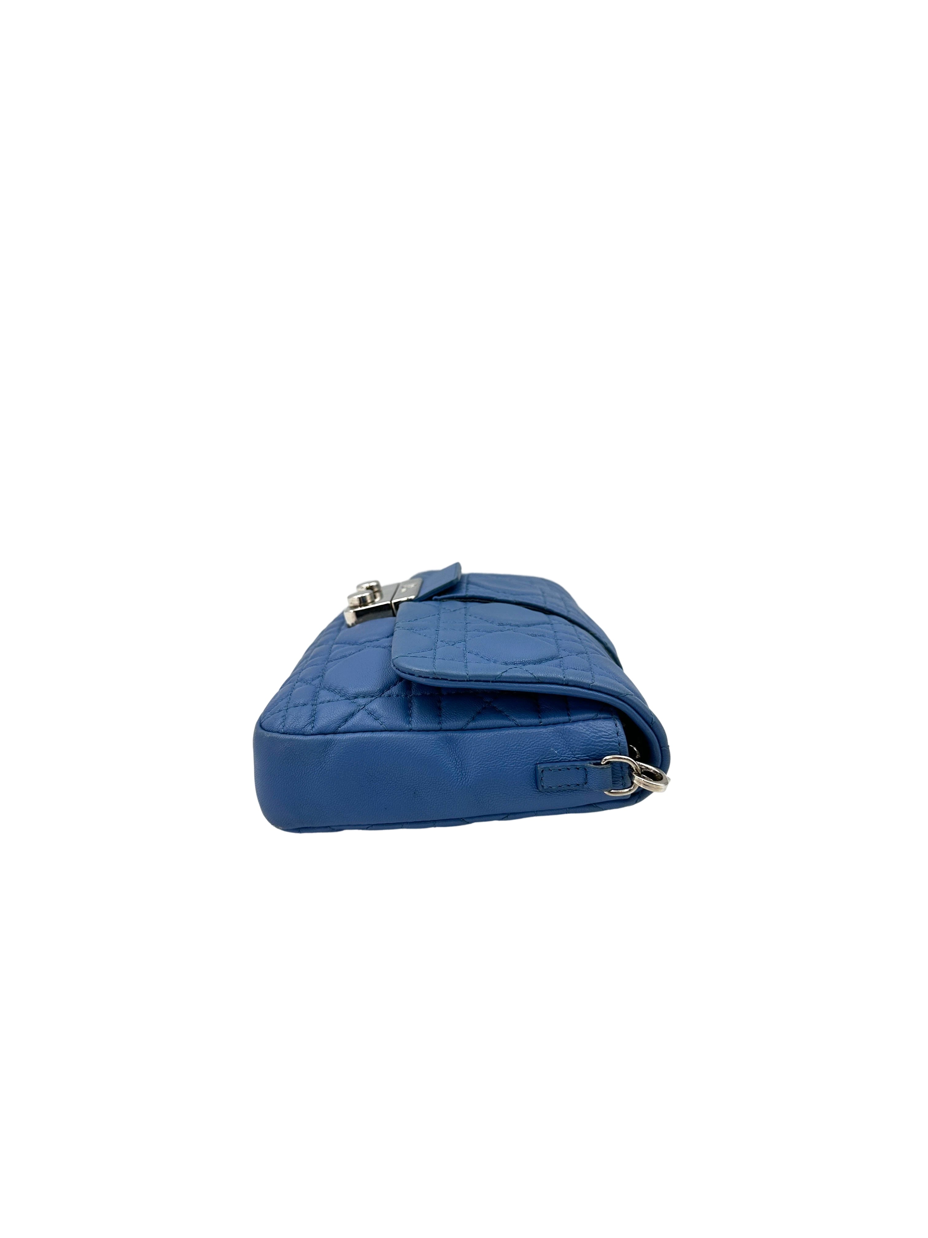 Christian Dior Miss Dior Blue Cannage Quilted Leather Shoulder Bag DR609