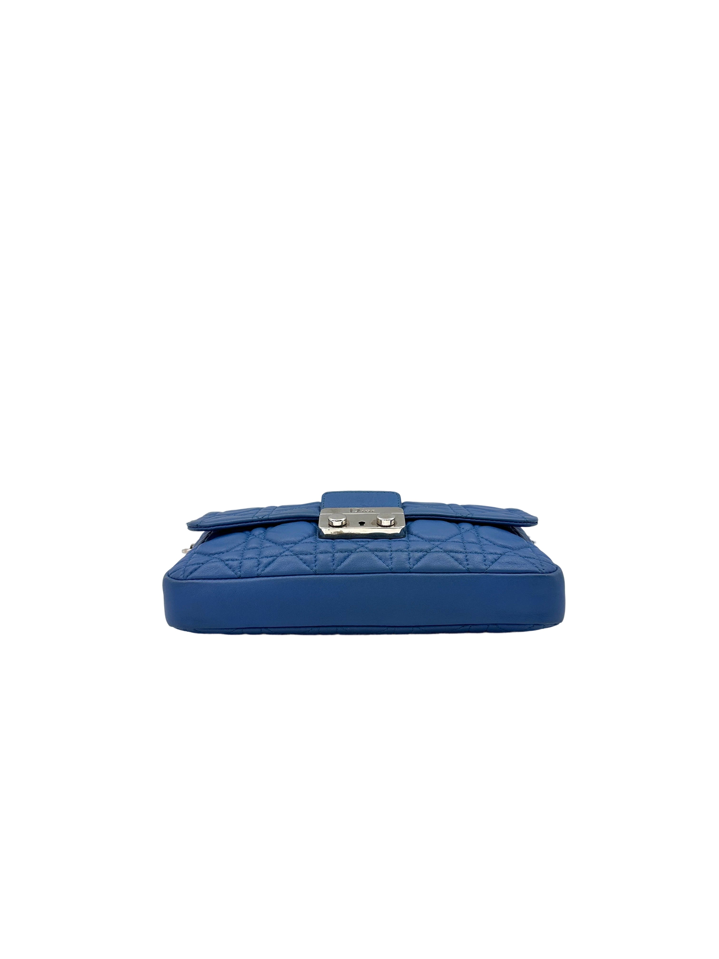 Christian Dior Miss Dior Blue Cannage Quilted Leather Shoulder Bag DR609