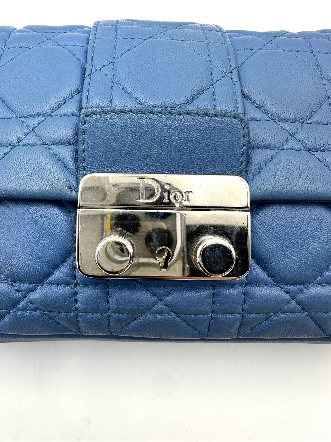 Christian Dior Miss Dior Blue Cannage Quilted Leather Shoulder Bag DR609