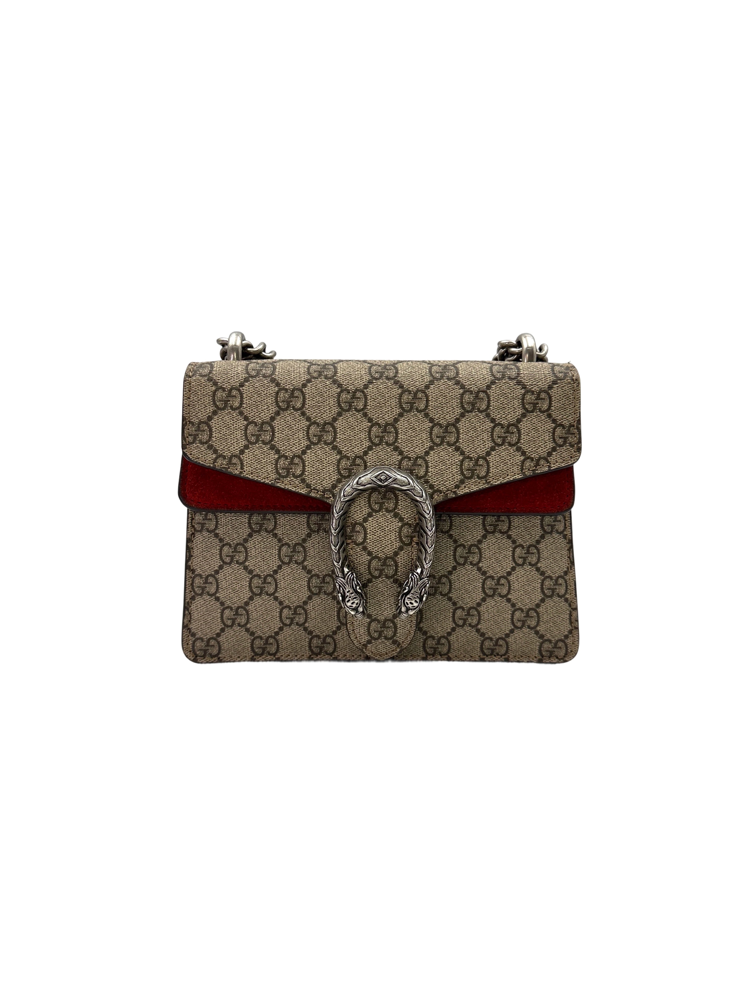 Gucci Dionysus GG Supreme Canvas Shoulder Bag With Red Trim GG801