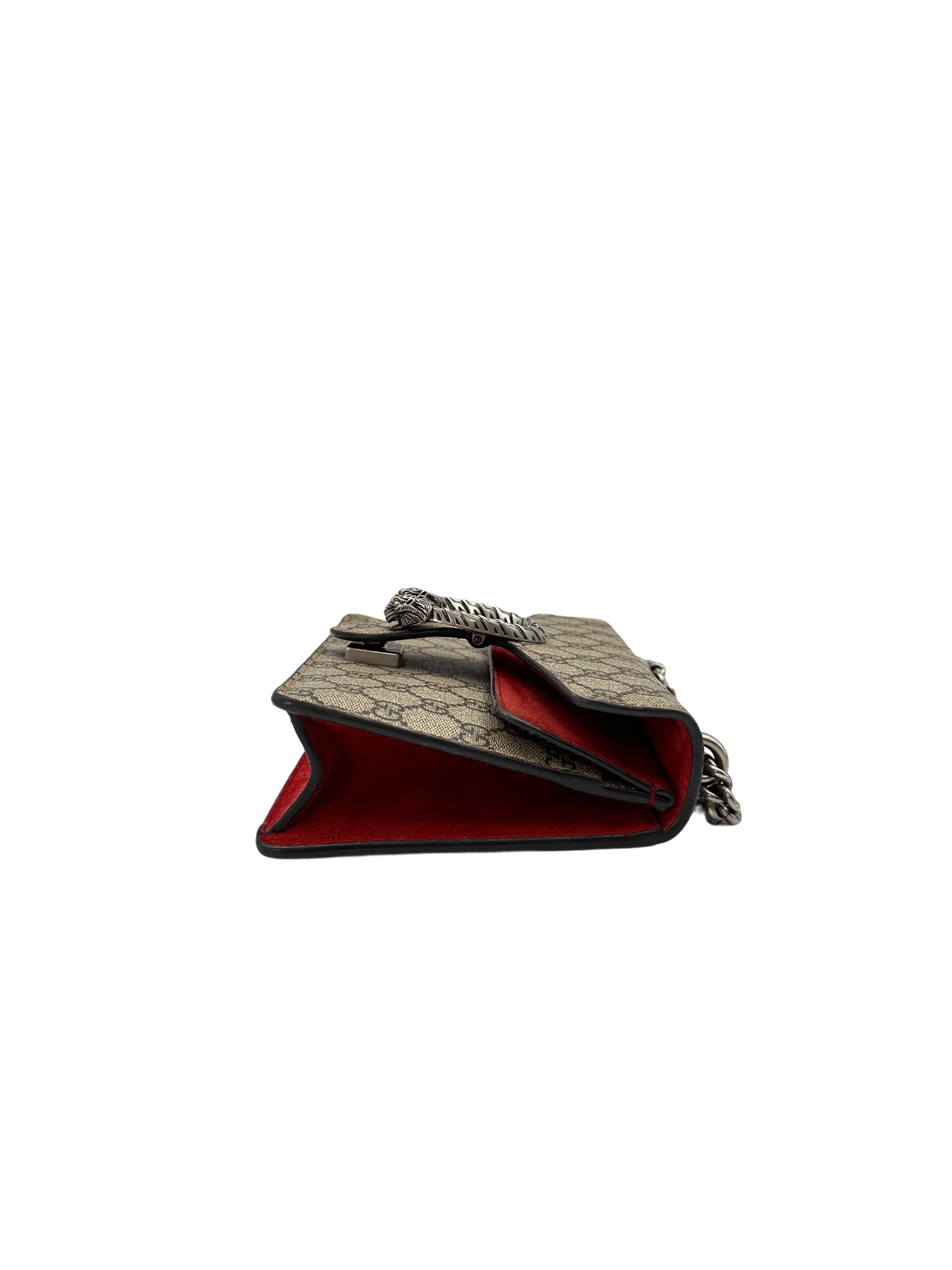 Gucci Dionysus GG Supreme Canvas Shoulder Bag With Red Trim GG801