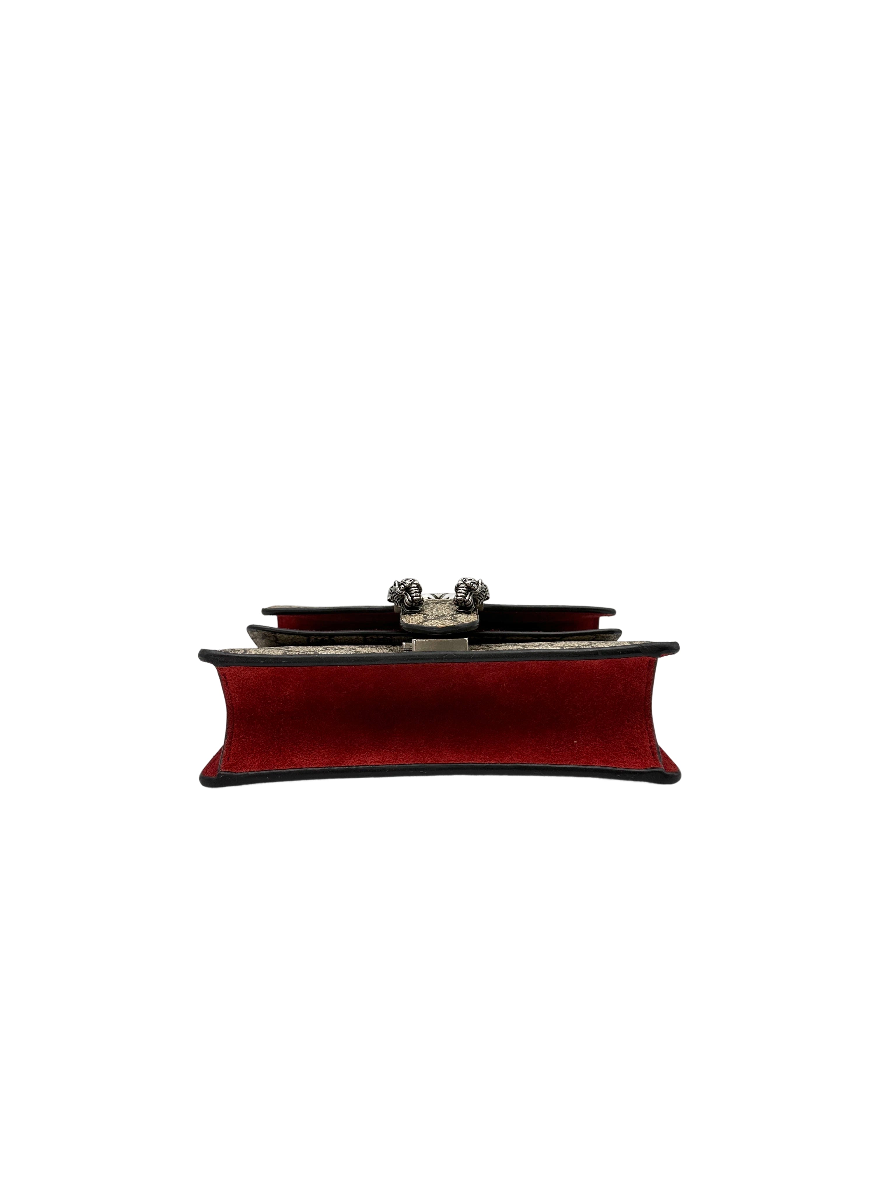 Gucci Dionysus GG Supreme Canvas Shoulder Bag With Red Trim GG801