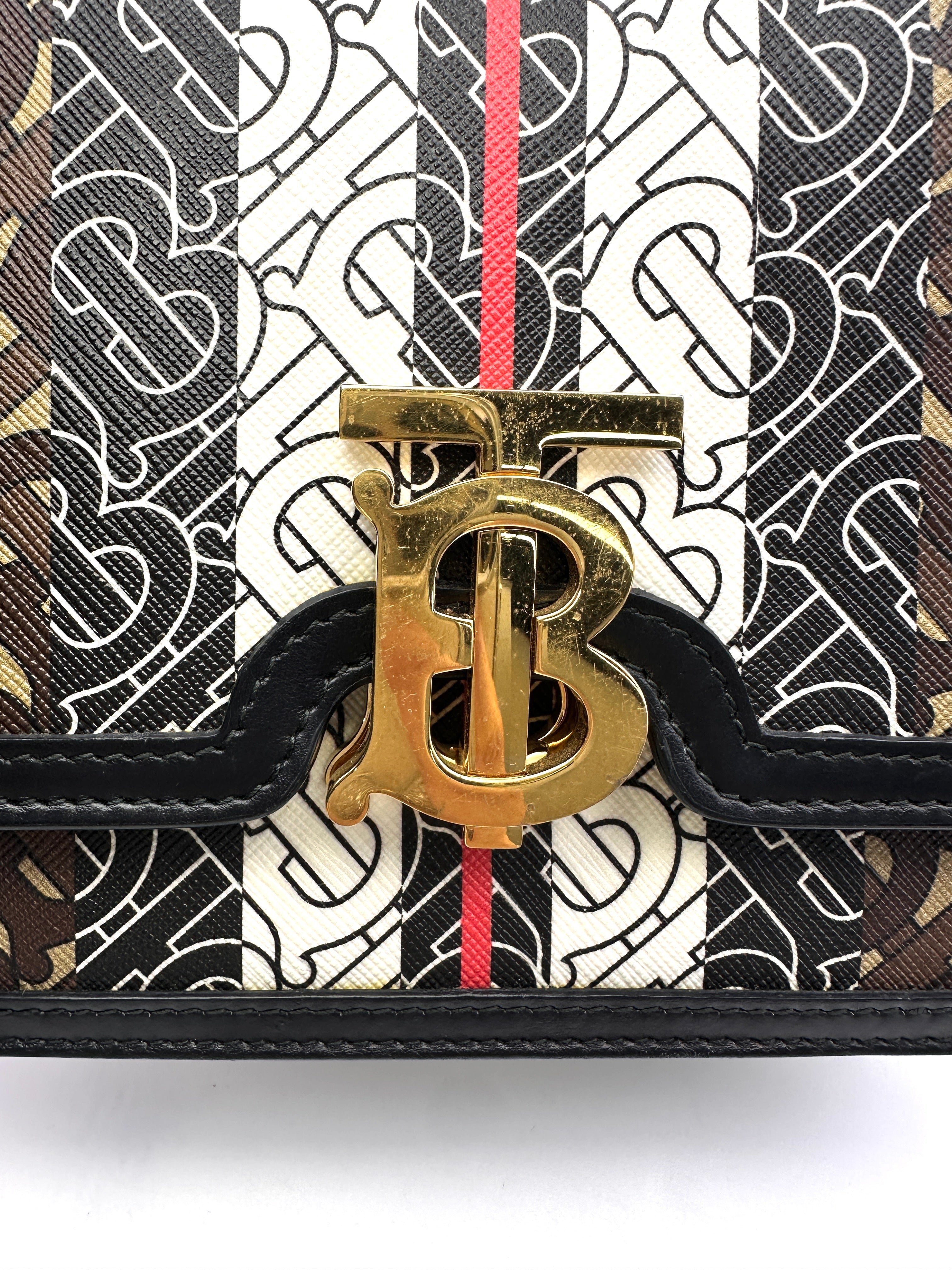 Burberry Bridle Brown Monogram Stripe E-canvas TB Bag BR45