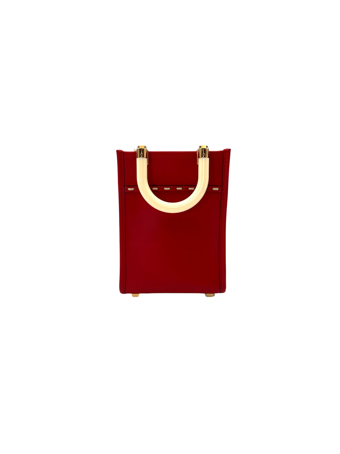 Fendi Red Leather Sunshine Shopper Tote Bag FF88