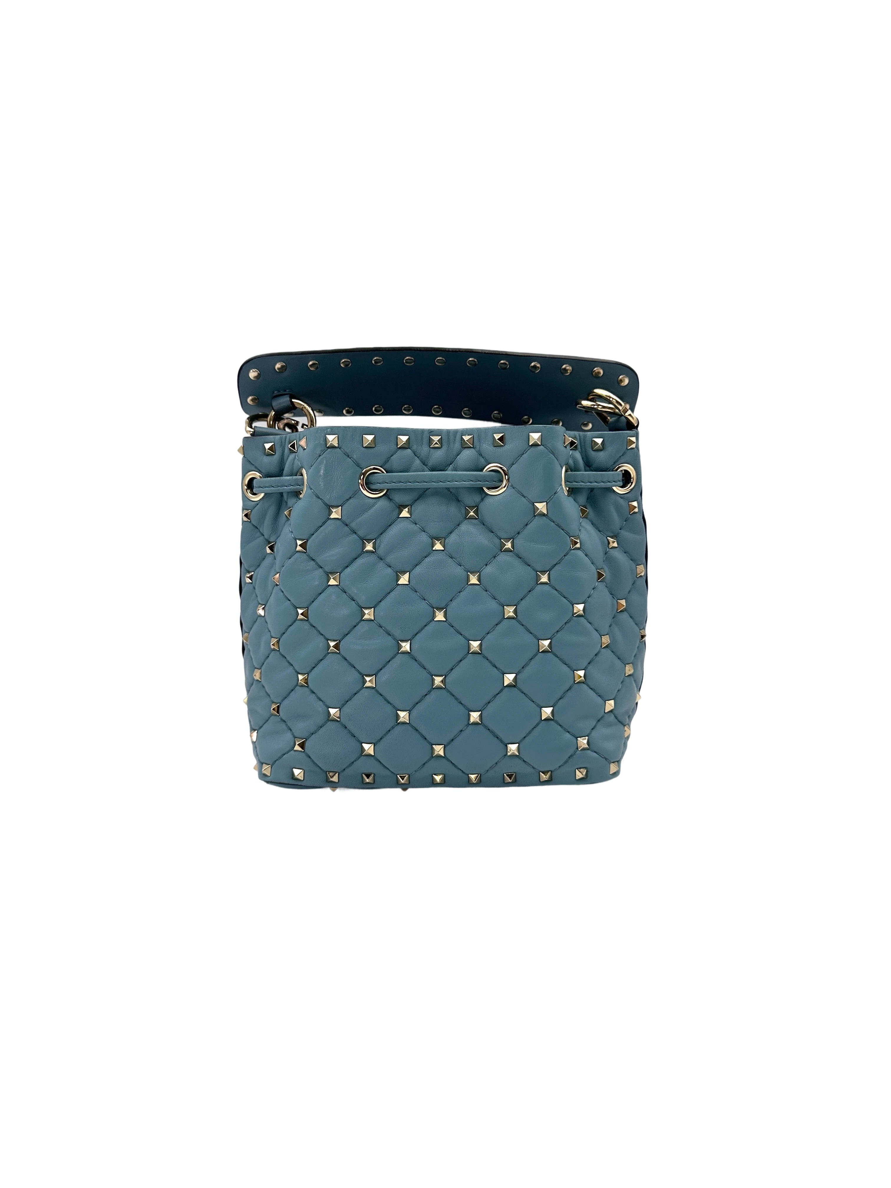 Valentino Garavani Rockstud Spike Blue Bucket Bag VT27