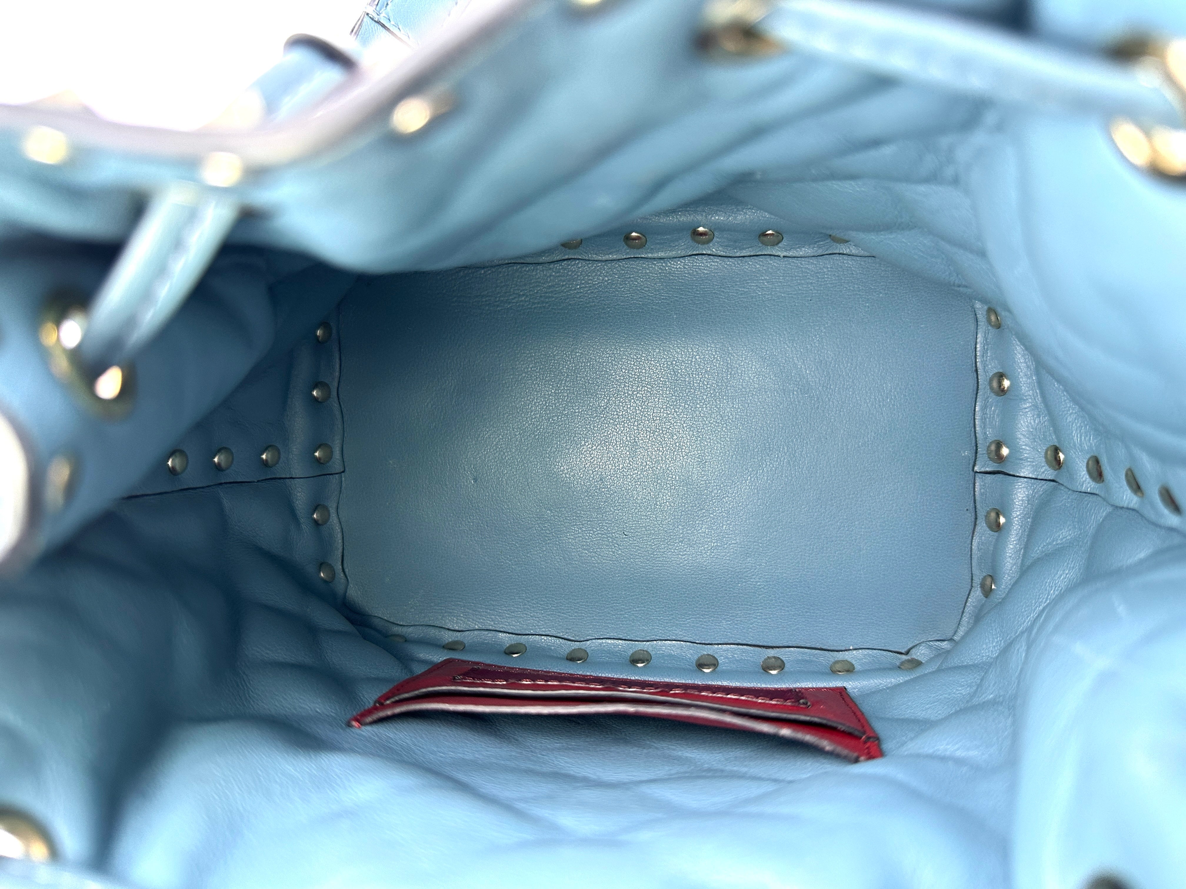 Valentino Garavani Rockstud Spike Blue Bucket Bag VT27