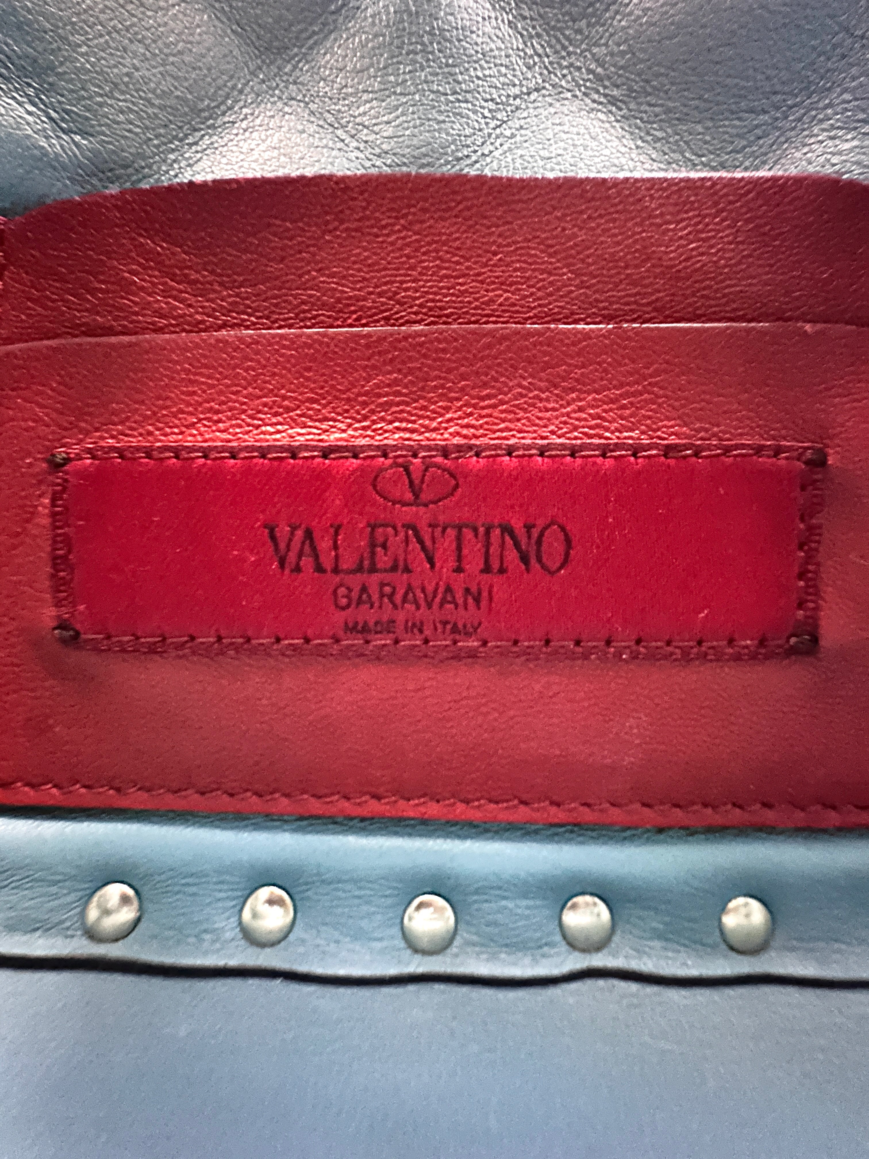 Valentino Garavani Rockstud Spike Blue Bucket Bag VT27