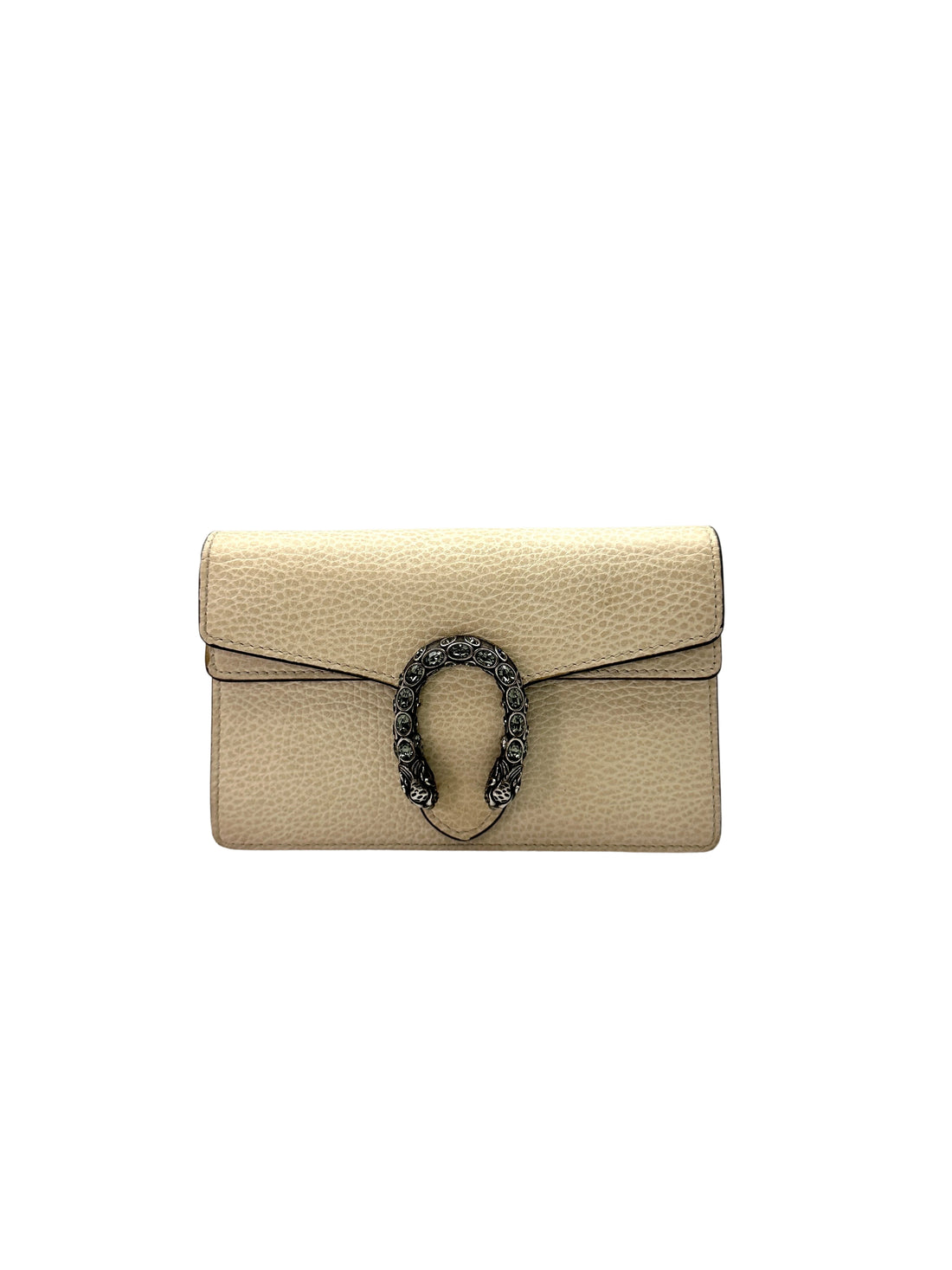 Gucci Dionysus White Textured Leather Mini Wallet On Chain GG806