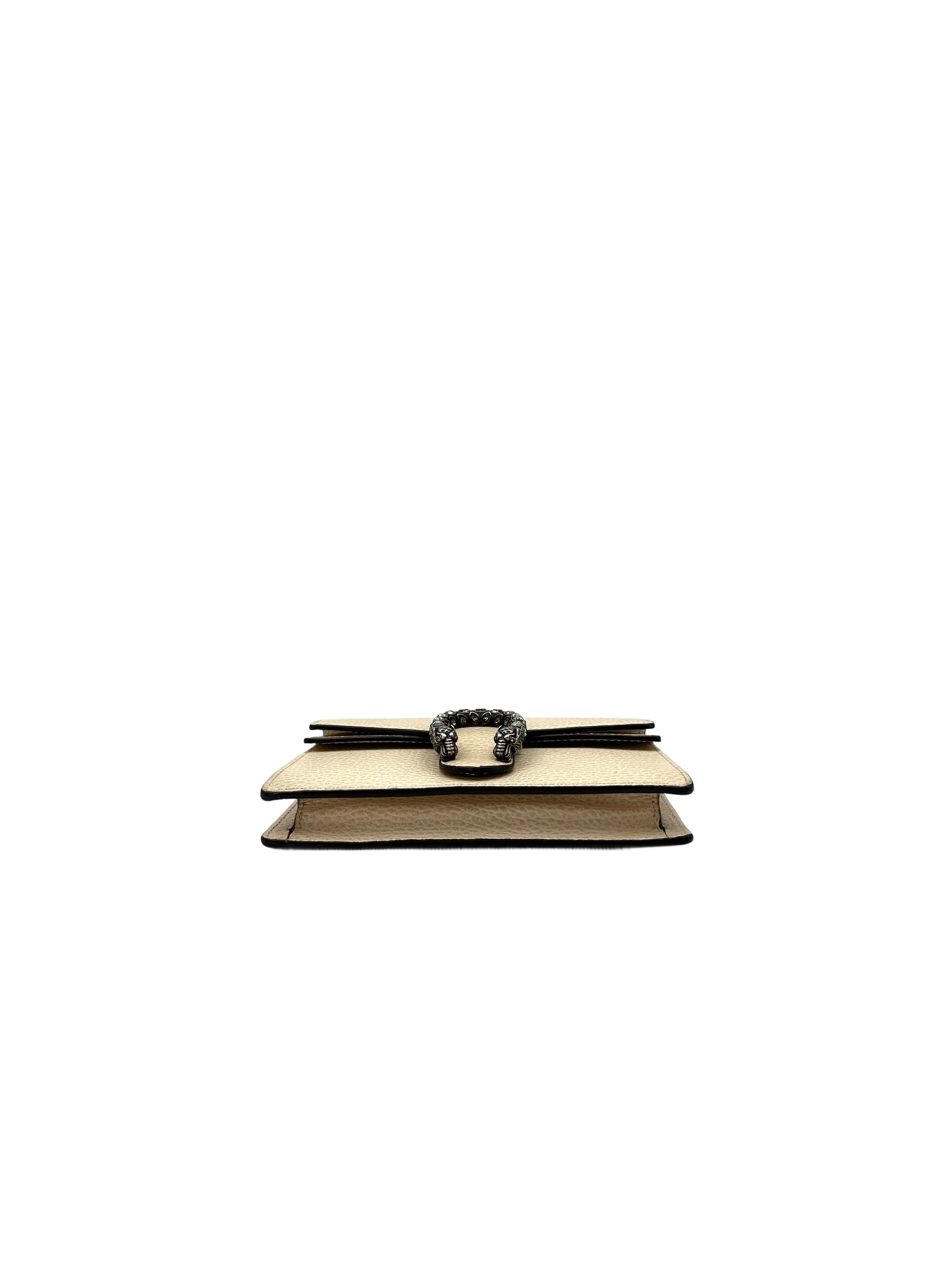 Gucci Dionysus White Textured Leather Mini Wallet On Chain GG806