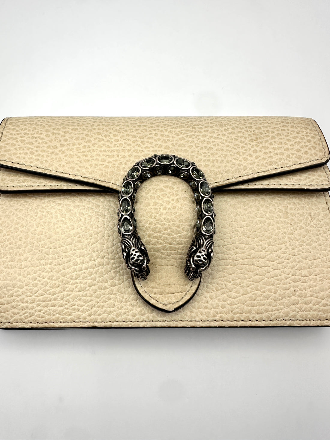 Gucci Dionysus White Textured Leather Mini Wallet On Chain GG806