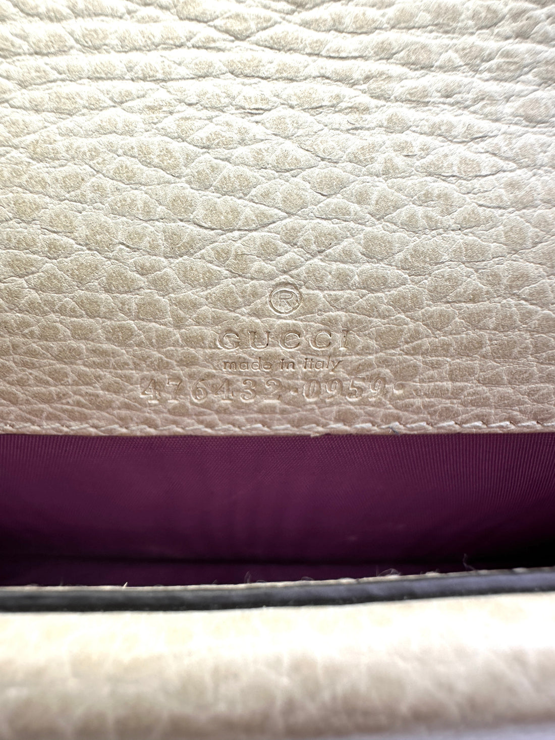 Gucci Dionysus White Textured Leather Mini Wallet On Chain GG806