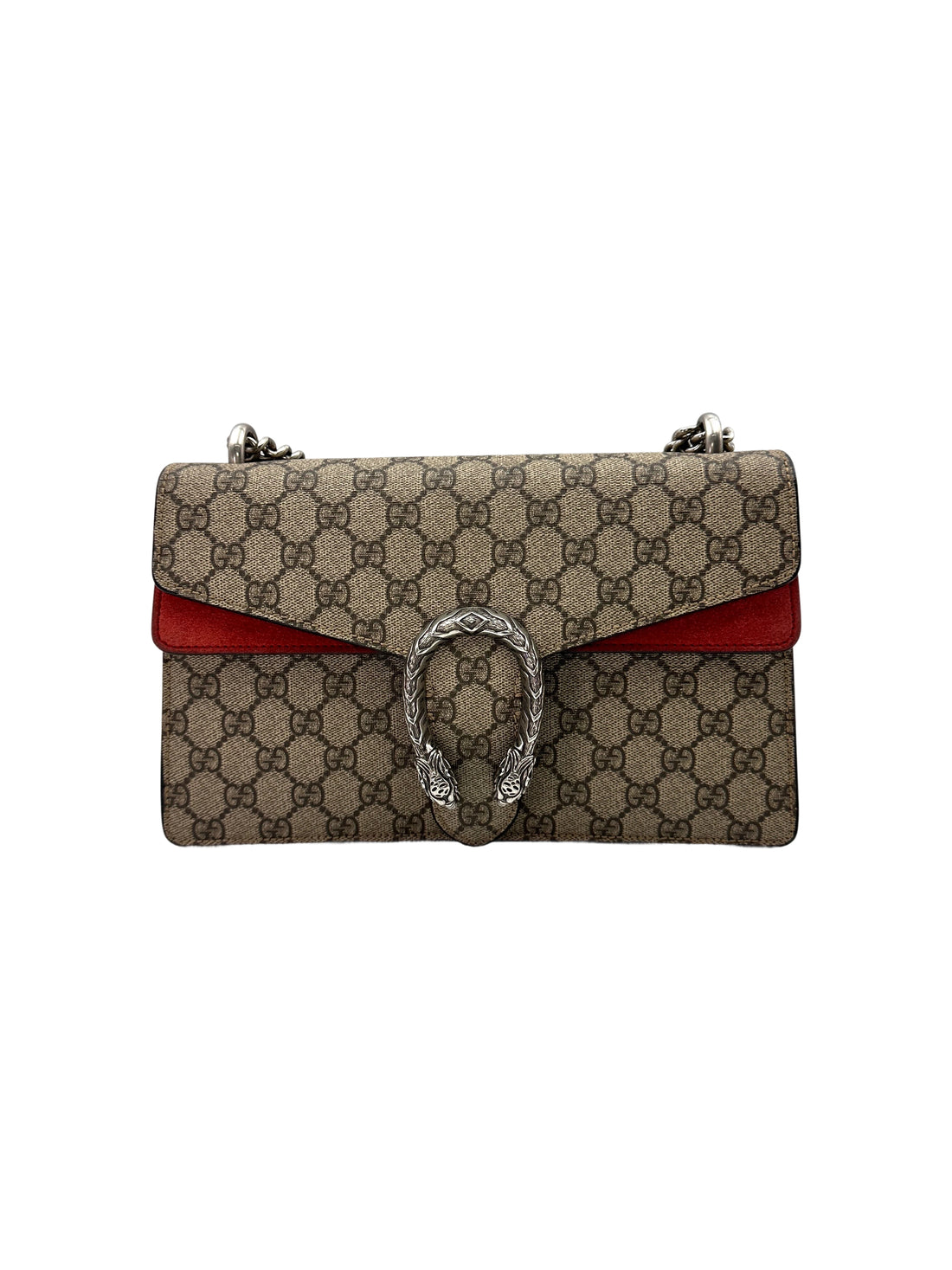 Gucci Dionysus GG Supreme Canvas Medium Size Shoulder Bag With Red Trim GG807