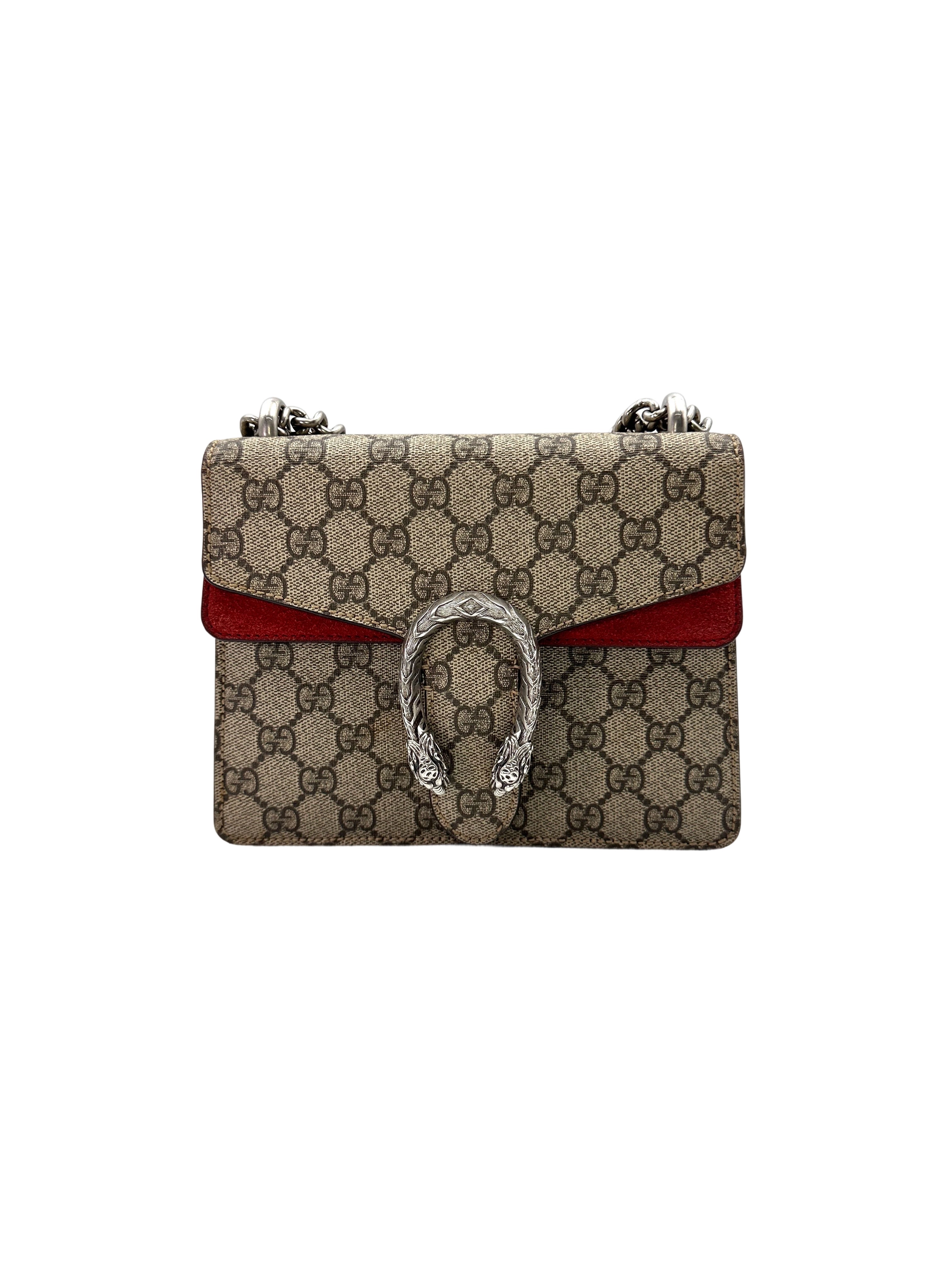 Gucci Dionysus GG Supreme Canvas Small Size Shoulder Bag With Red Trim GG805