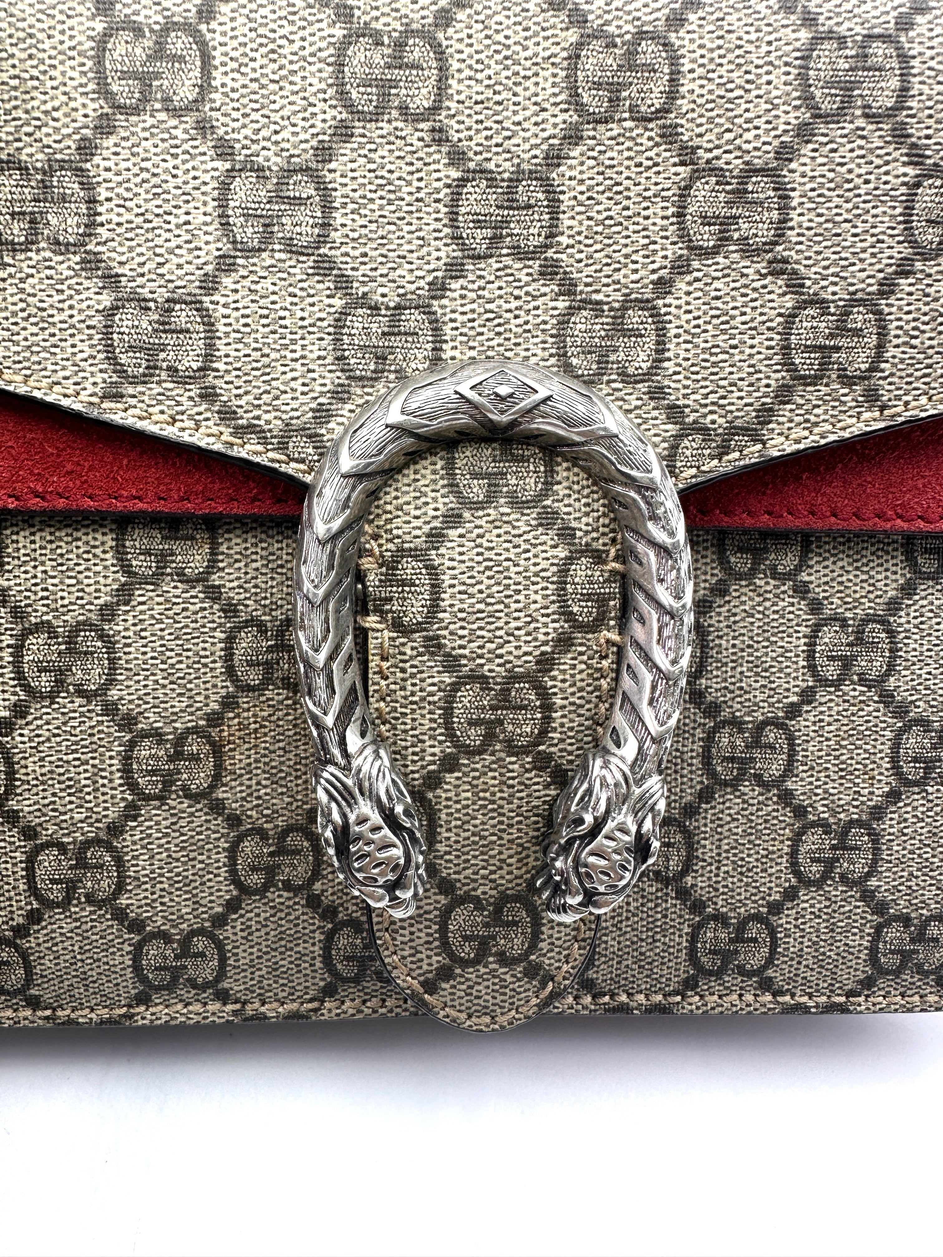 Gucci Dionysus GG Supreme Canvas Small Size Shoulder Bag With Red Trim GG805