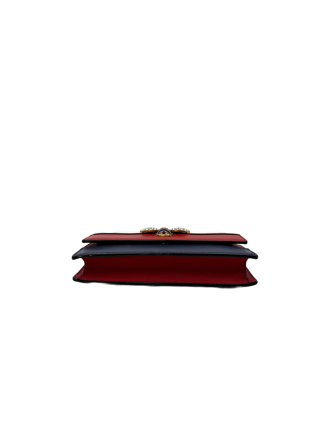 Gucci Queen Margaret Bee Multicolor Leather Wallet On Chain GG809
