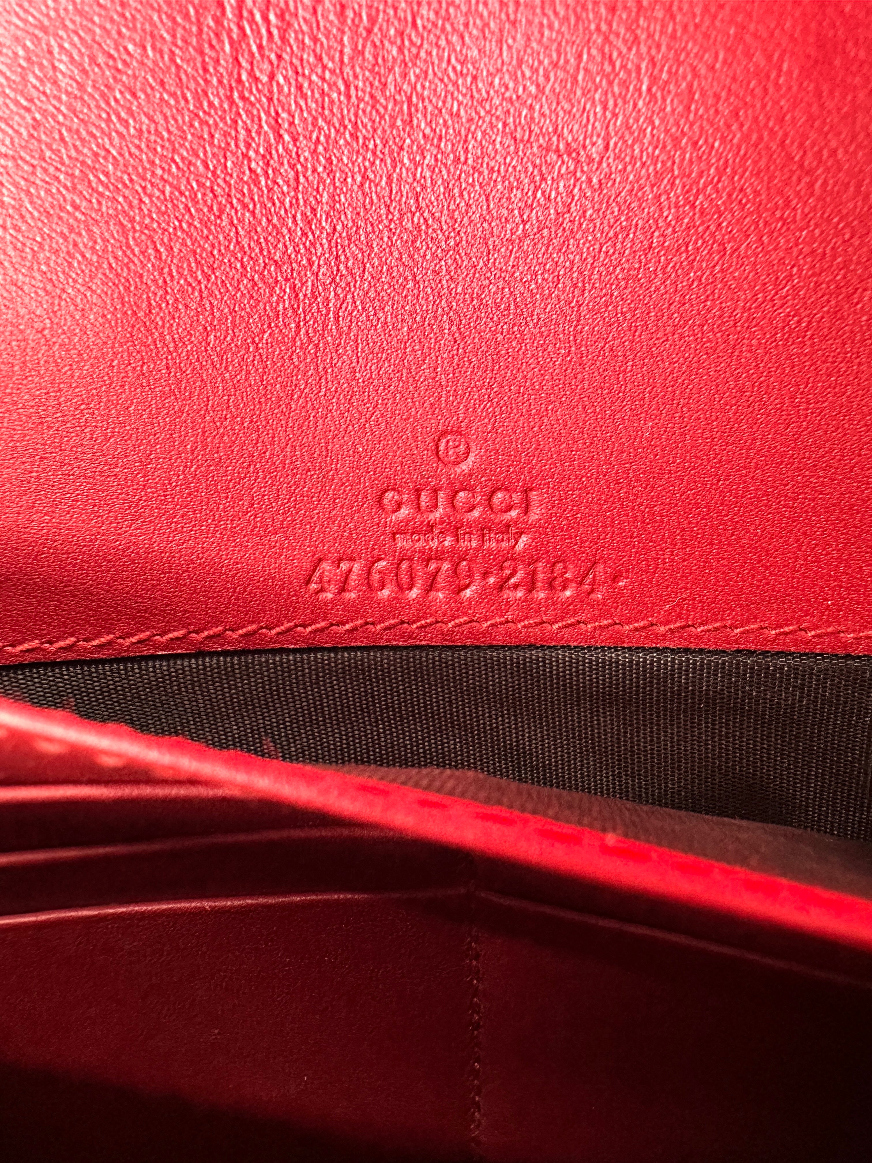 Gucci Queen Margaret Bee Multicolor Leather Wallet On Chain GG809