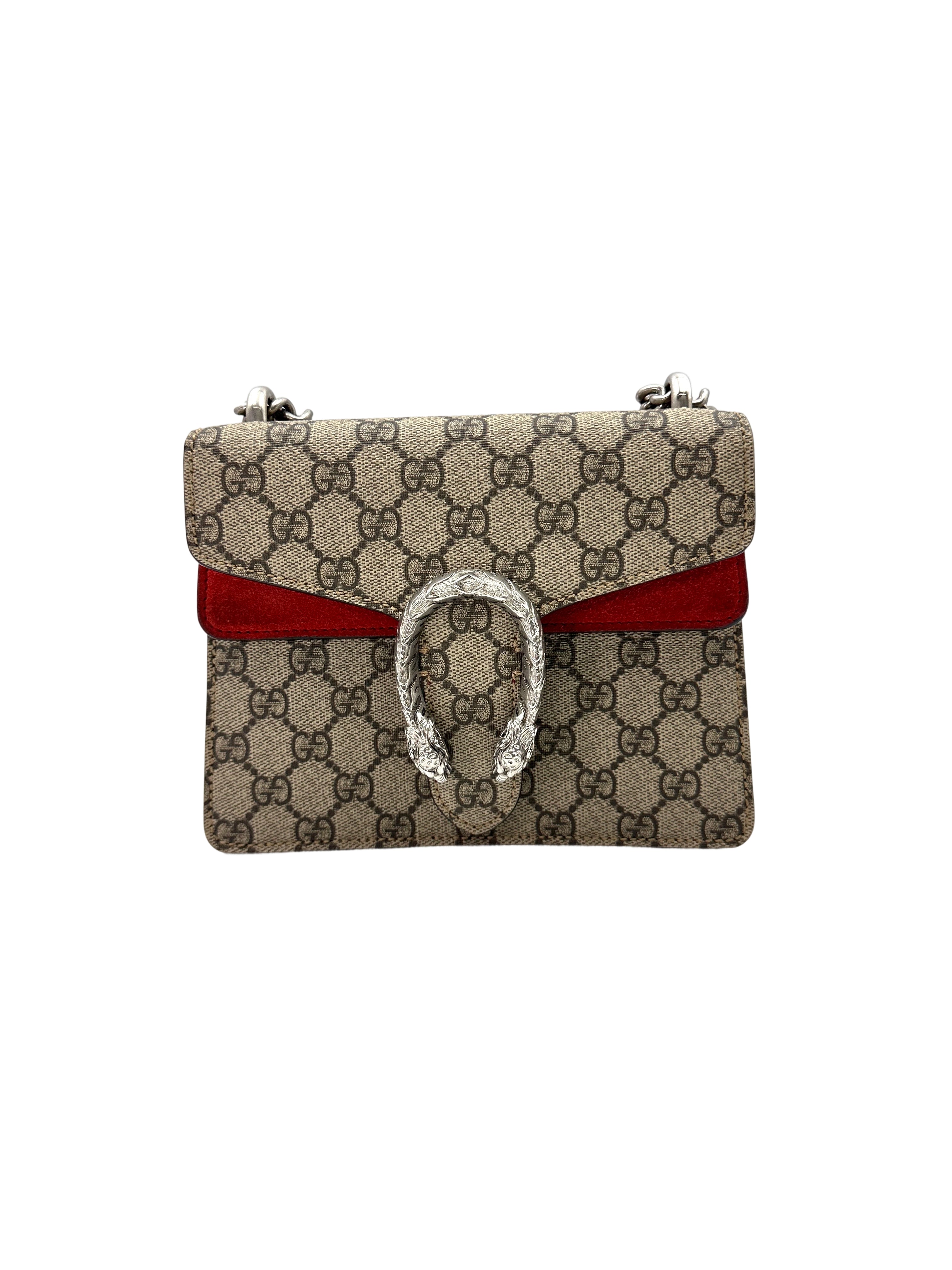 Gucci Dionysus GG Supreme Canvas Small Size Shoulder Bag With Red Trim GG808