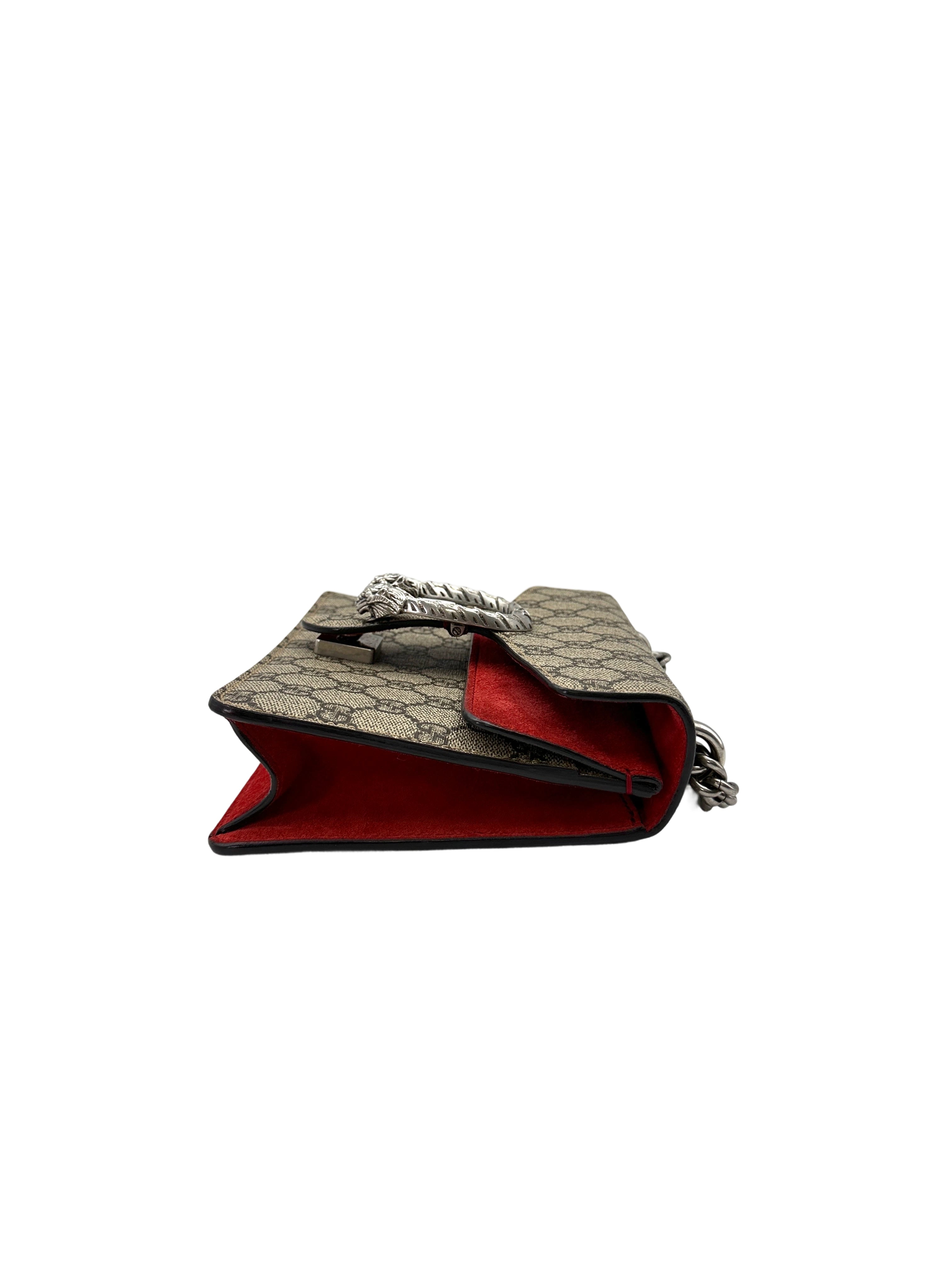 Gucci Dionysus GG Supreme Canvas Small Size Shoulder Bag With Red Trim GG808
