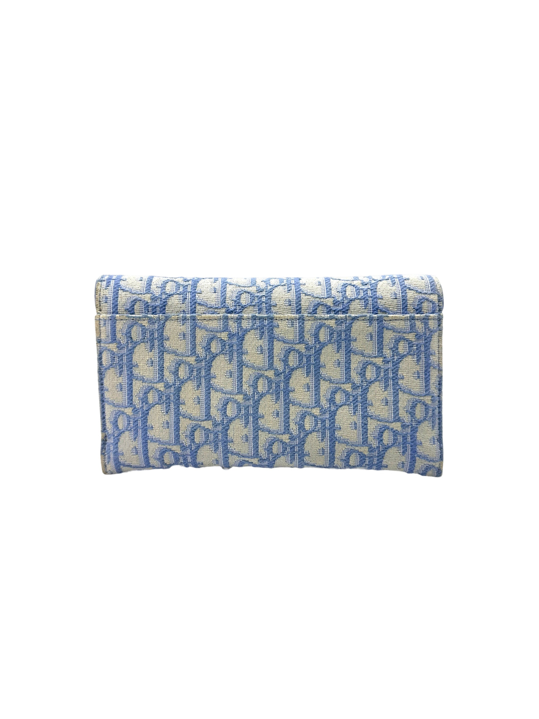 Christian Dior Blue Oblique Saddle Long Wallet With Chain DR610
