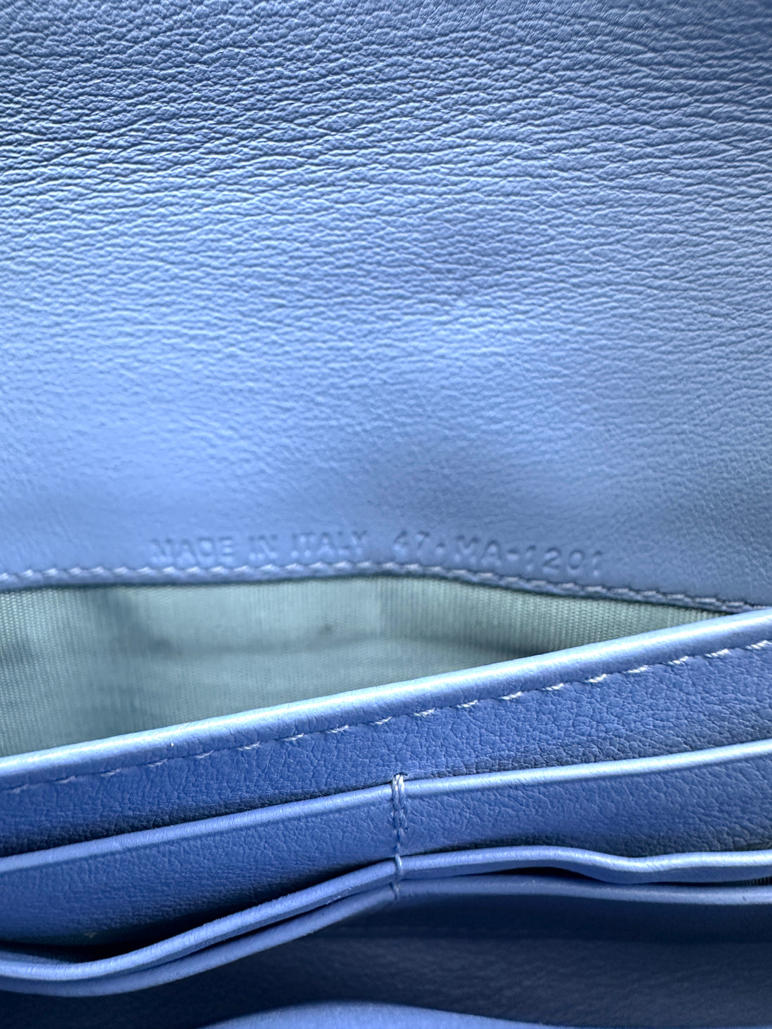 Christian Dior Blue Oblique Saddle Long Wallet With Chain DR610