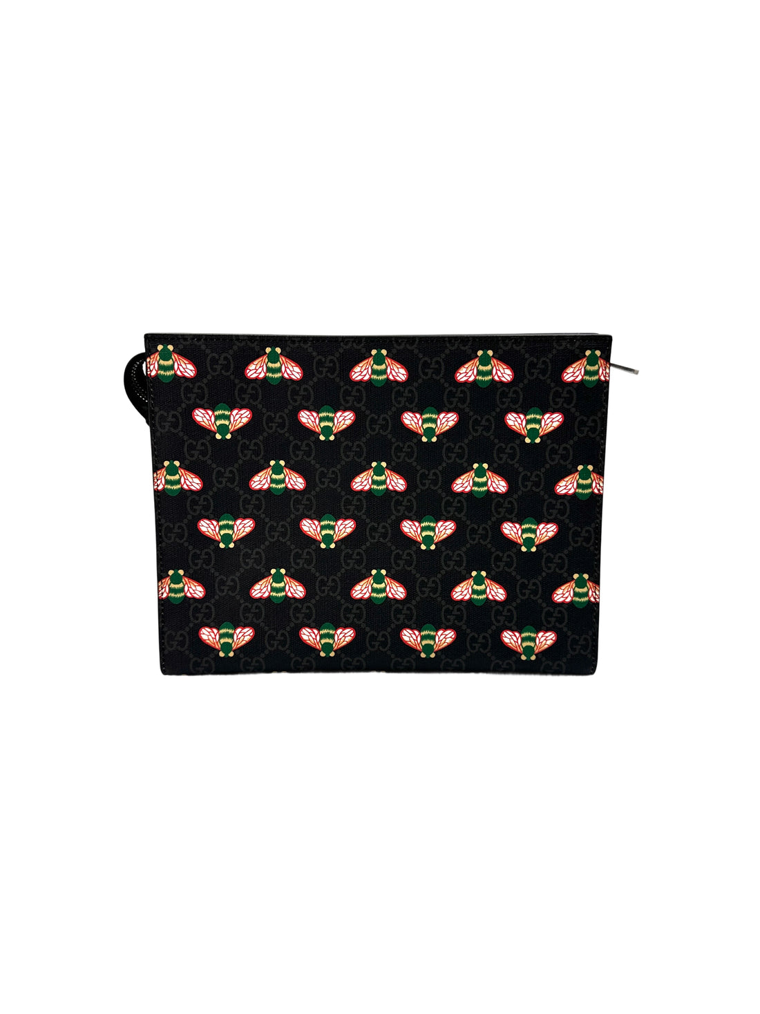 Gucci Bestiary Black GG Supreme Canvas Bee Print Pouch IRIS111