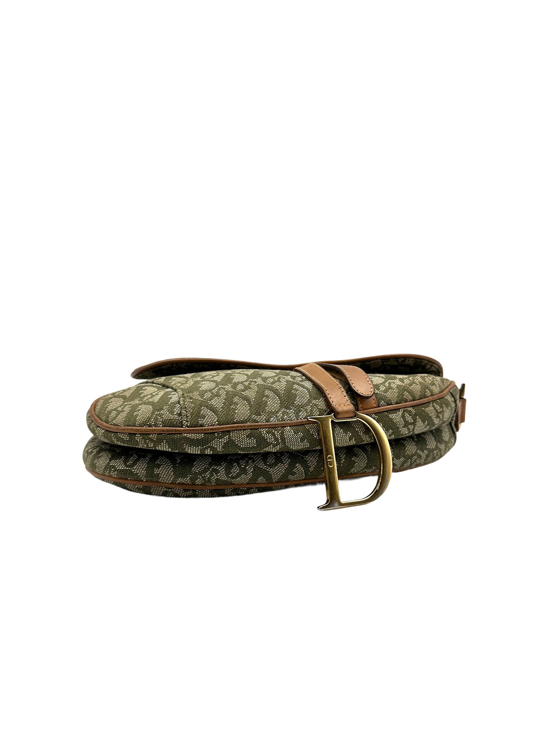 Christian Dior Green Oblique Canvas Saddle Bag DR613