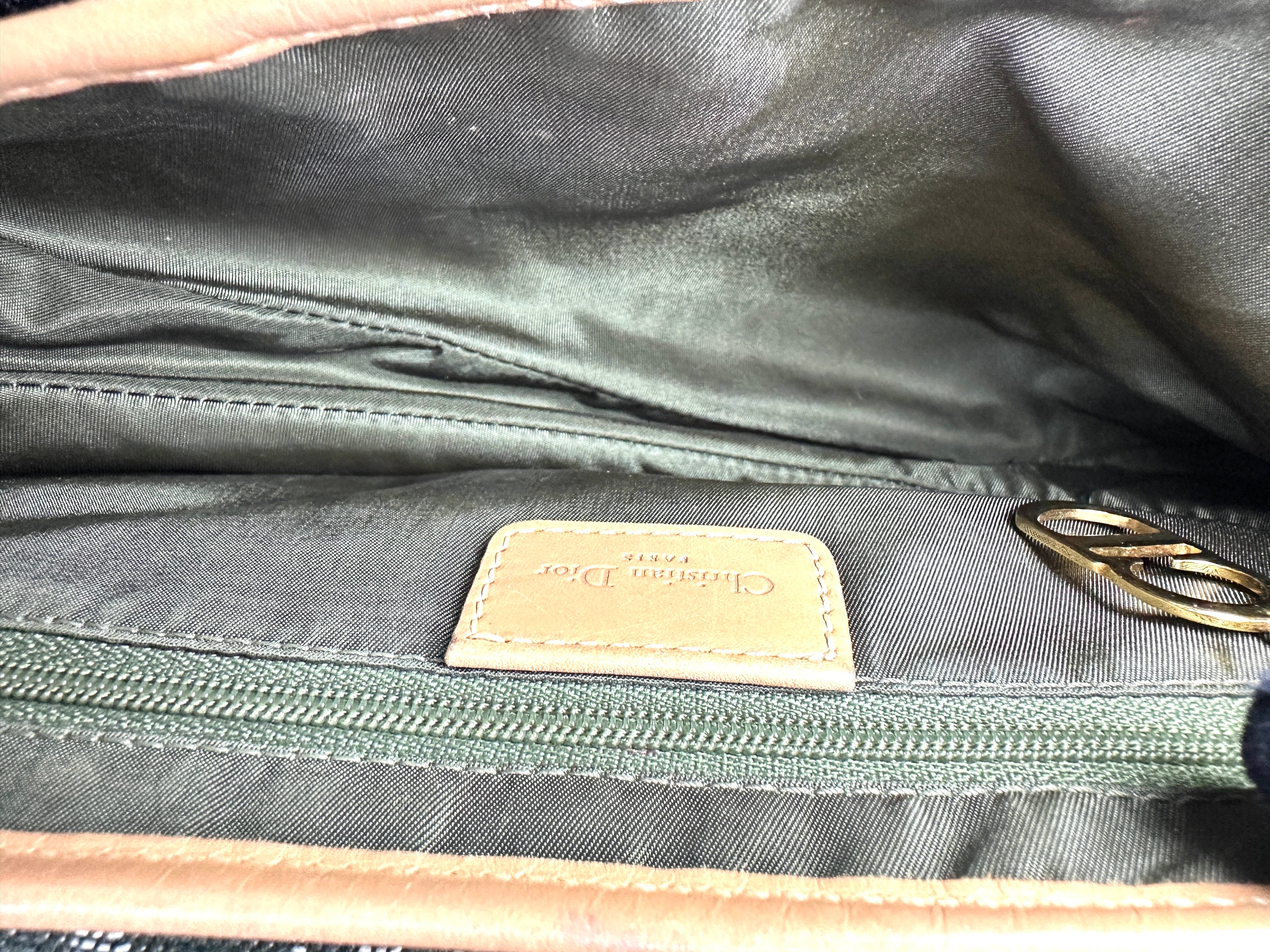 Christian Dior Green Oblique Canvas Saddle Bag DR613